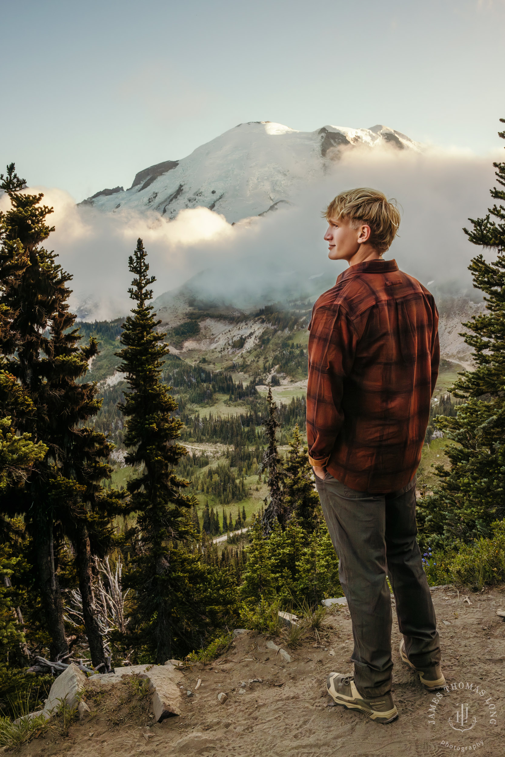 Mount Rainier adventure High School Senior portrait session by Seattle senior portrait photographer James Thomas Long Photography
