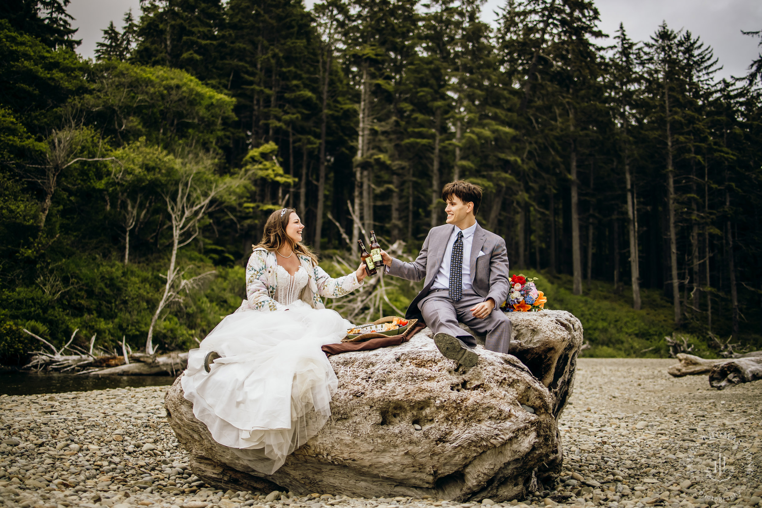 Washington Coast elopement by Seattle adventure elopement photographer James Thomas Long Photography