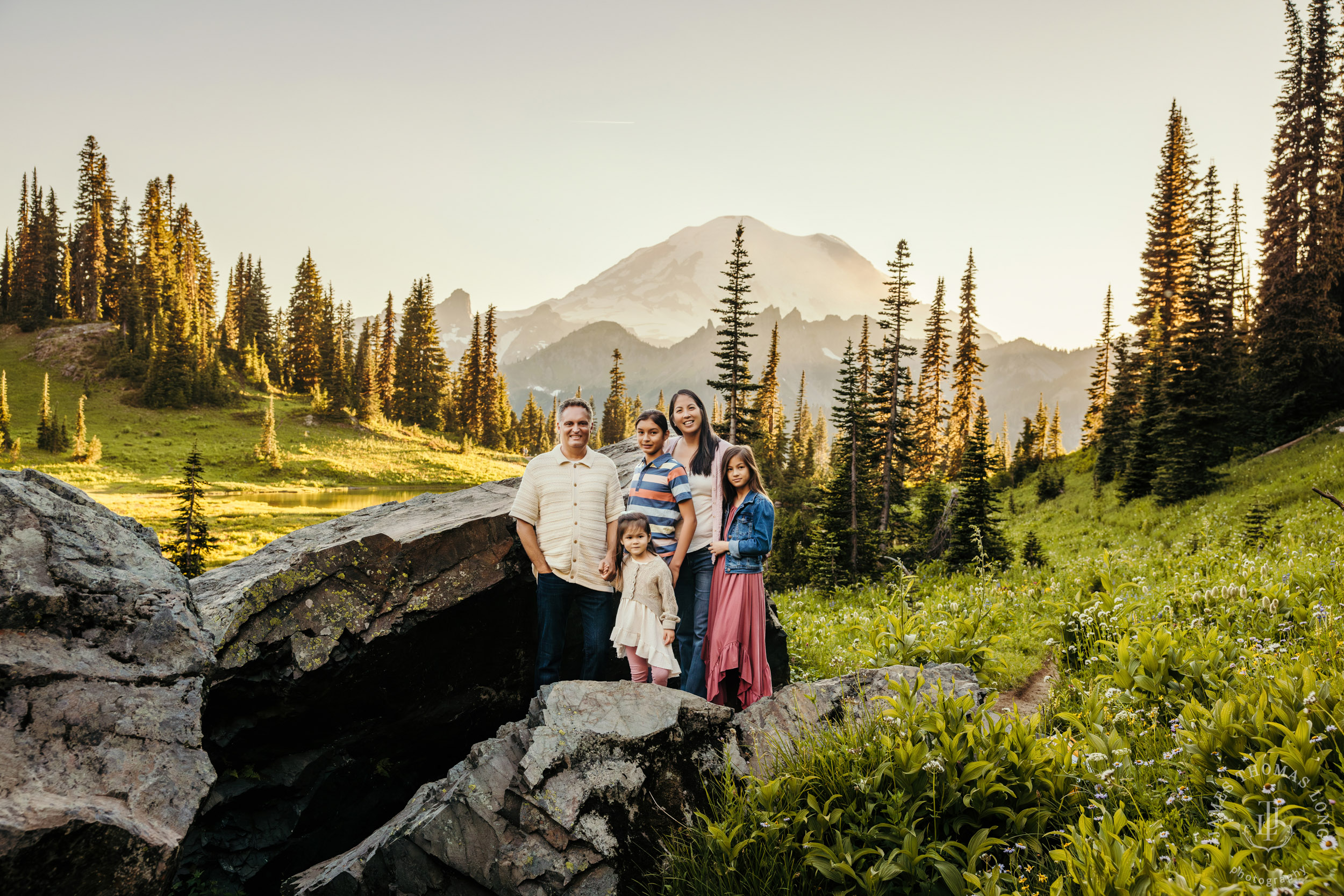 Mount Rainier family of five photography session by Seattle family photographer James Thomas Long Photography
