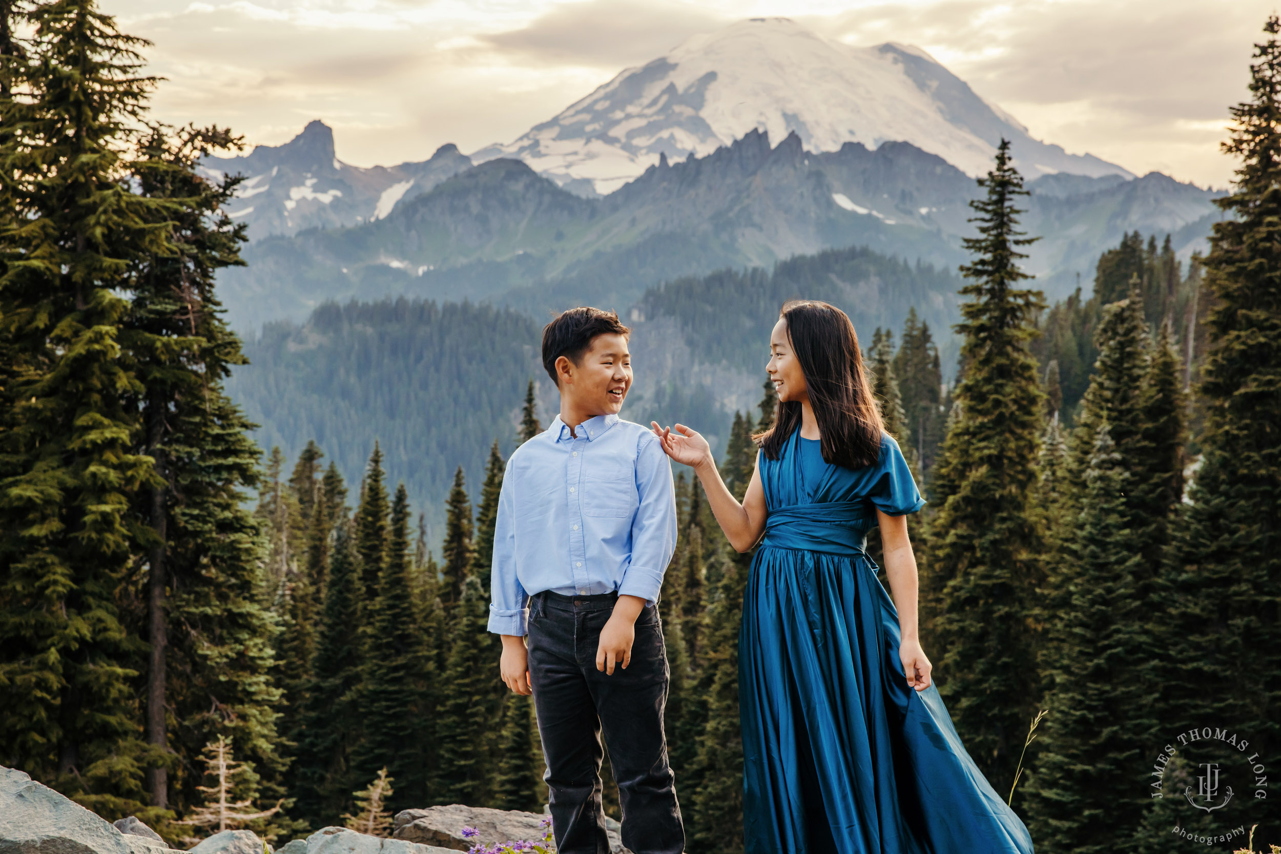 Mount Rainier family of four photography session by Seattle family photographer James Thomas Long Photography