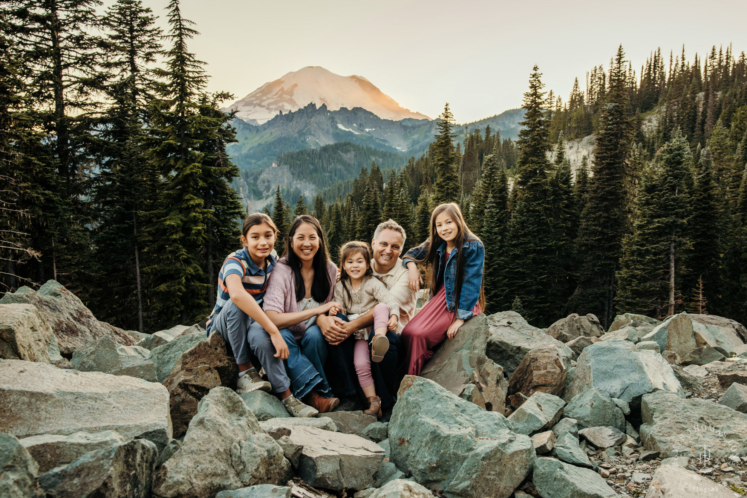 Mount Rainier family of five photography session by Seattle family photographer James Thomas Long Photography