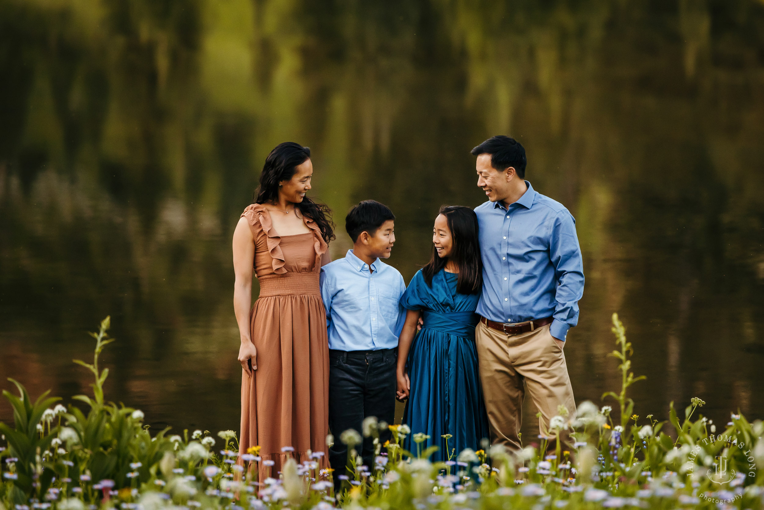 Mount Rainier family of four photography session by Seattle family photographer James Thomas Long Photography