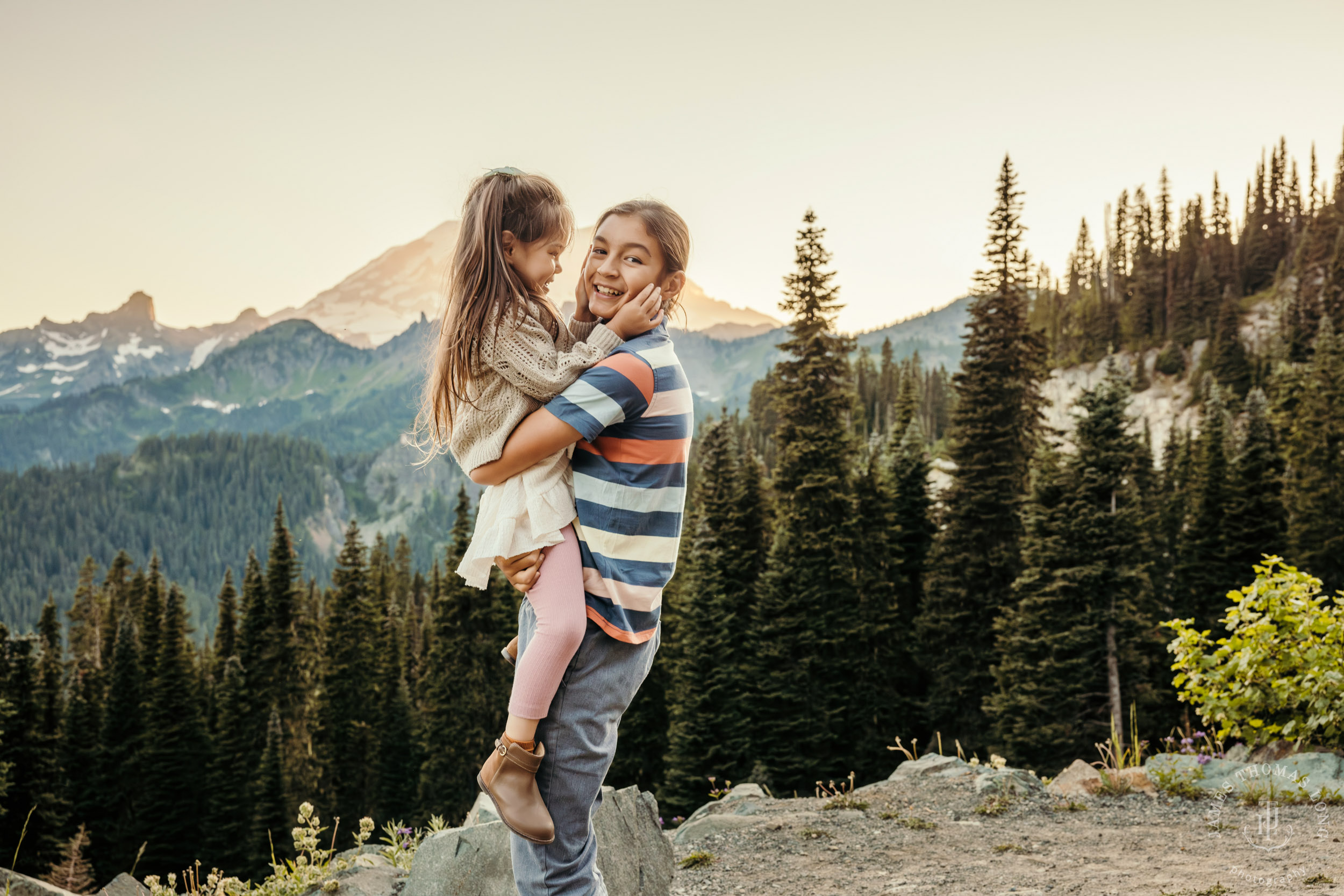 Mount Rainier family of five photography session by Seattle family photographer James Thomas Long Photography