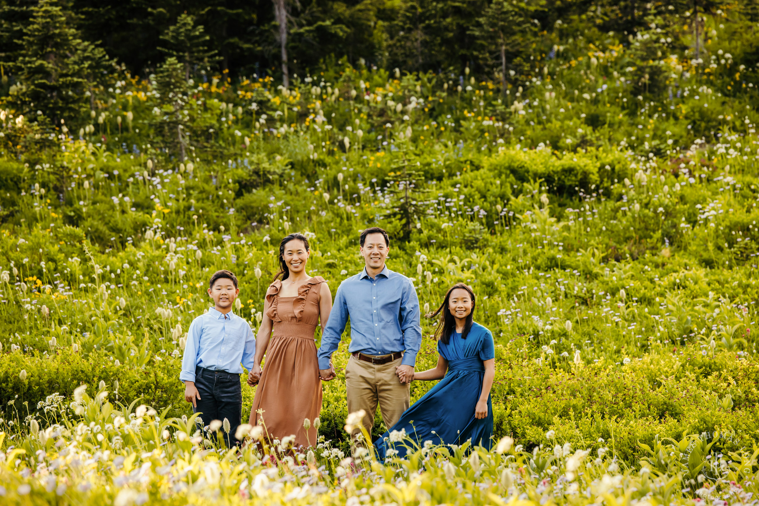 Mount Rainier family of four photography session by Seattle family photographer James Thomas Long Photography