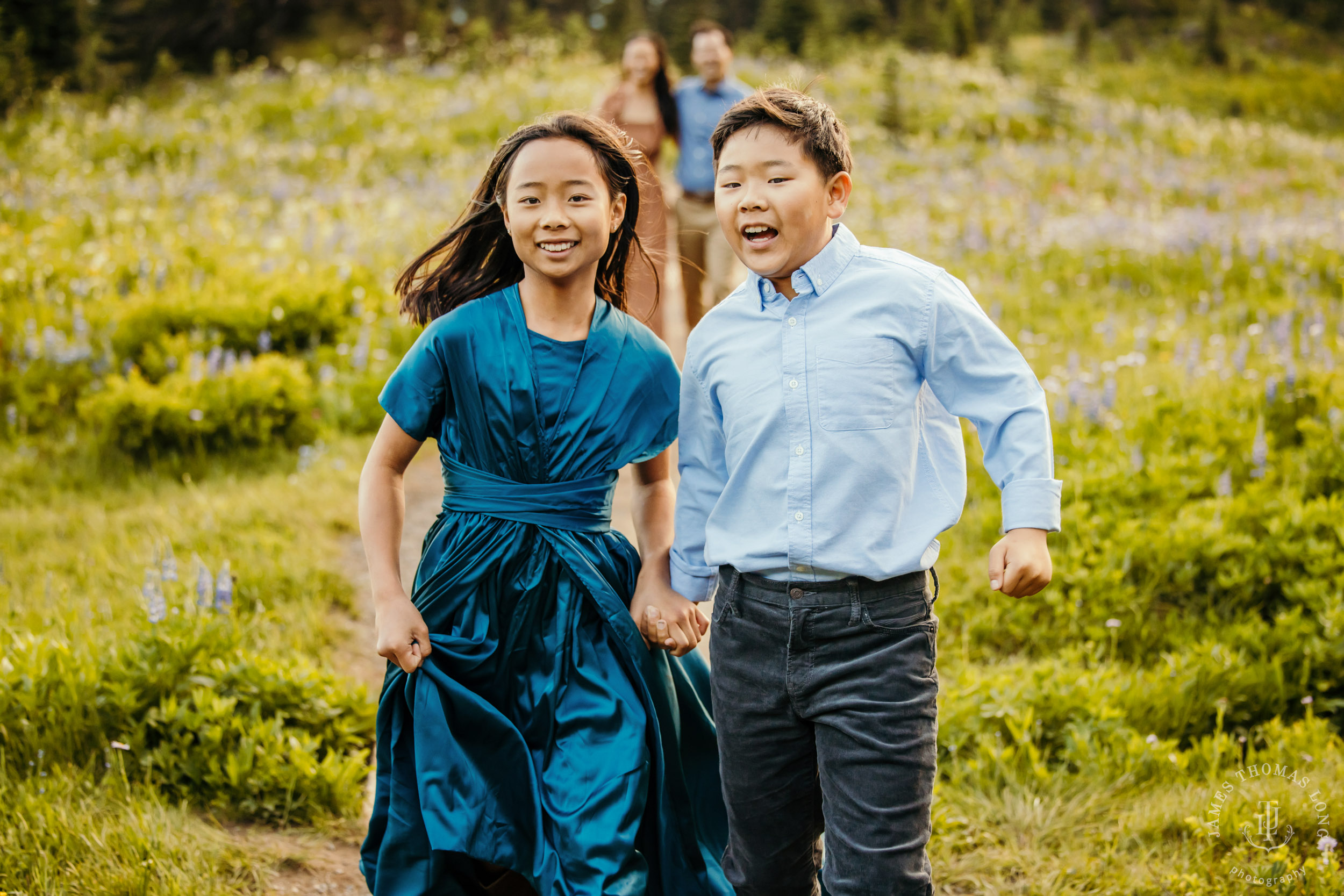 Mount Rainier family of four photography session by Seattle family photographer James Thomas Long Photography