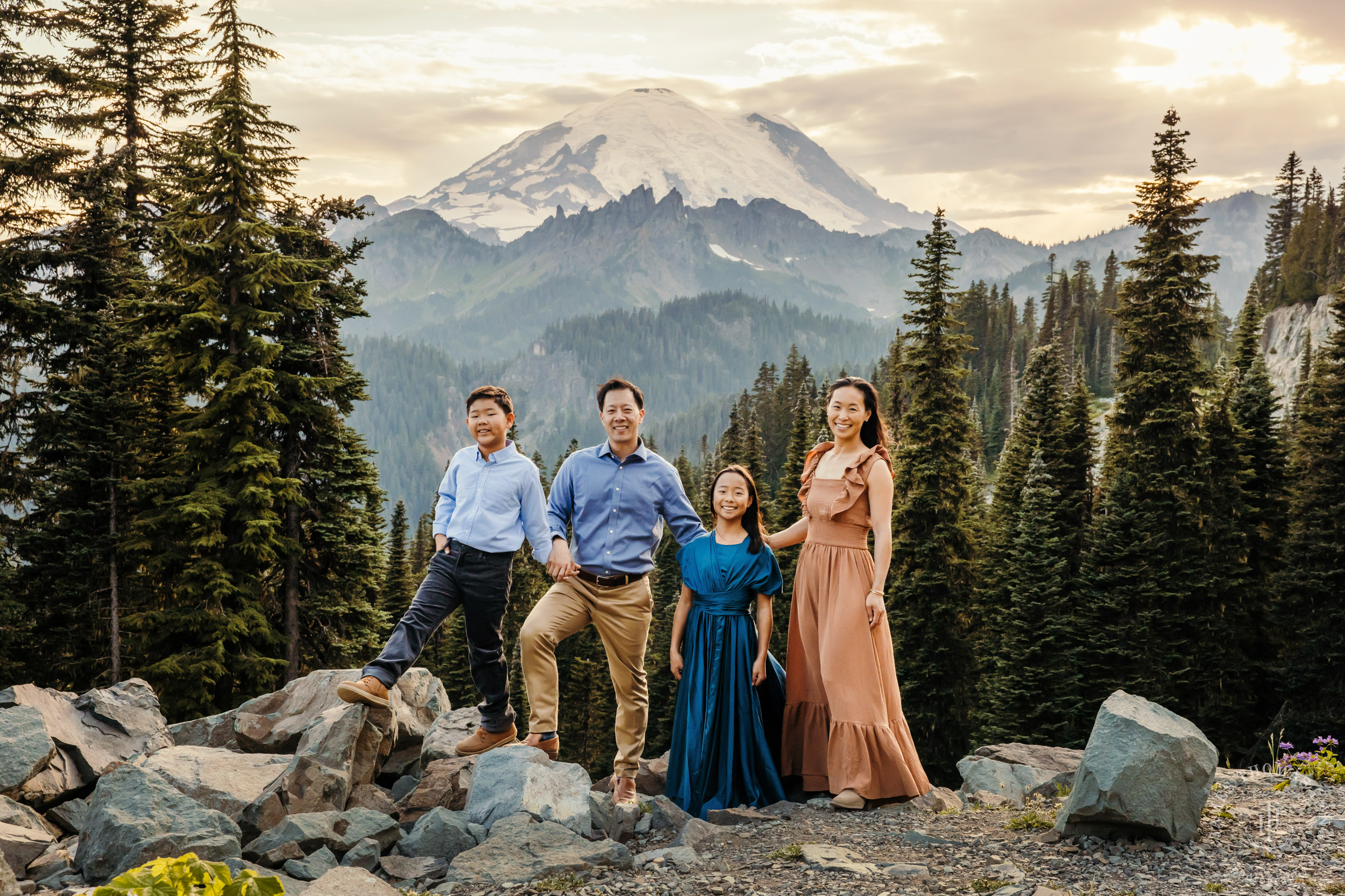 Mount Rainier family of four photography session by Seattle family photographer James Thomas Long Photography