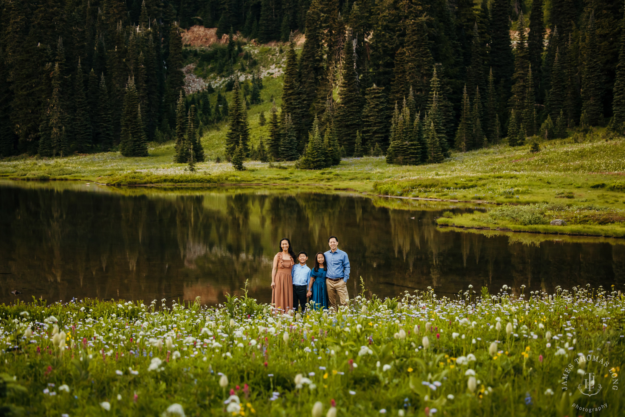 Mount Rainier family of four photography session by Seattle family photographer James Thomas Long Photography