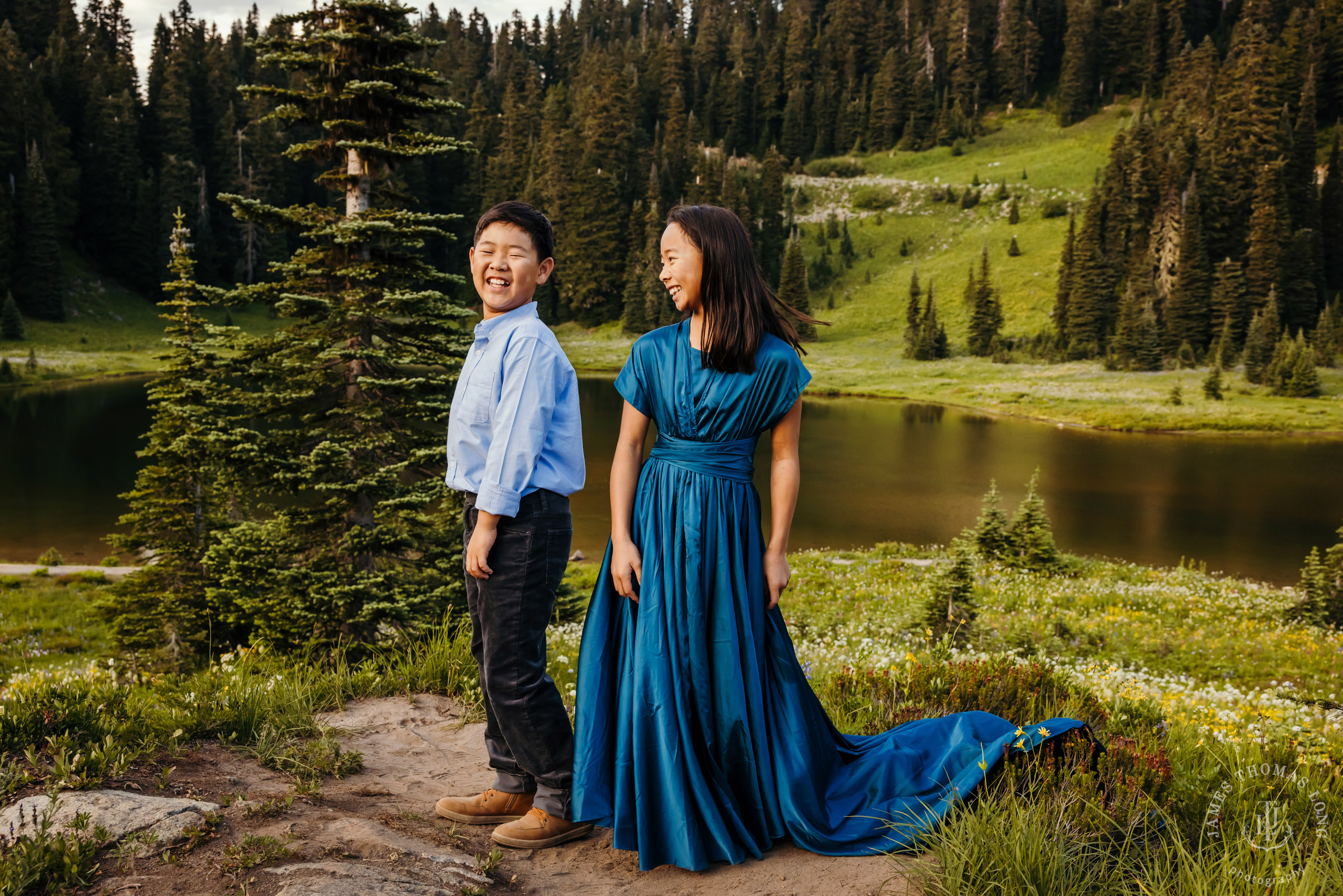 Mount Rainier family of four photography session by Seattle family photographer James Thomas Long Photography