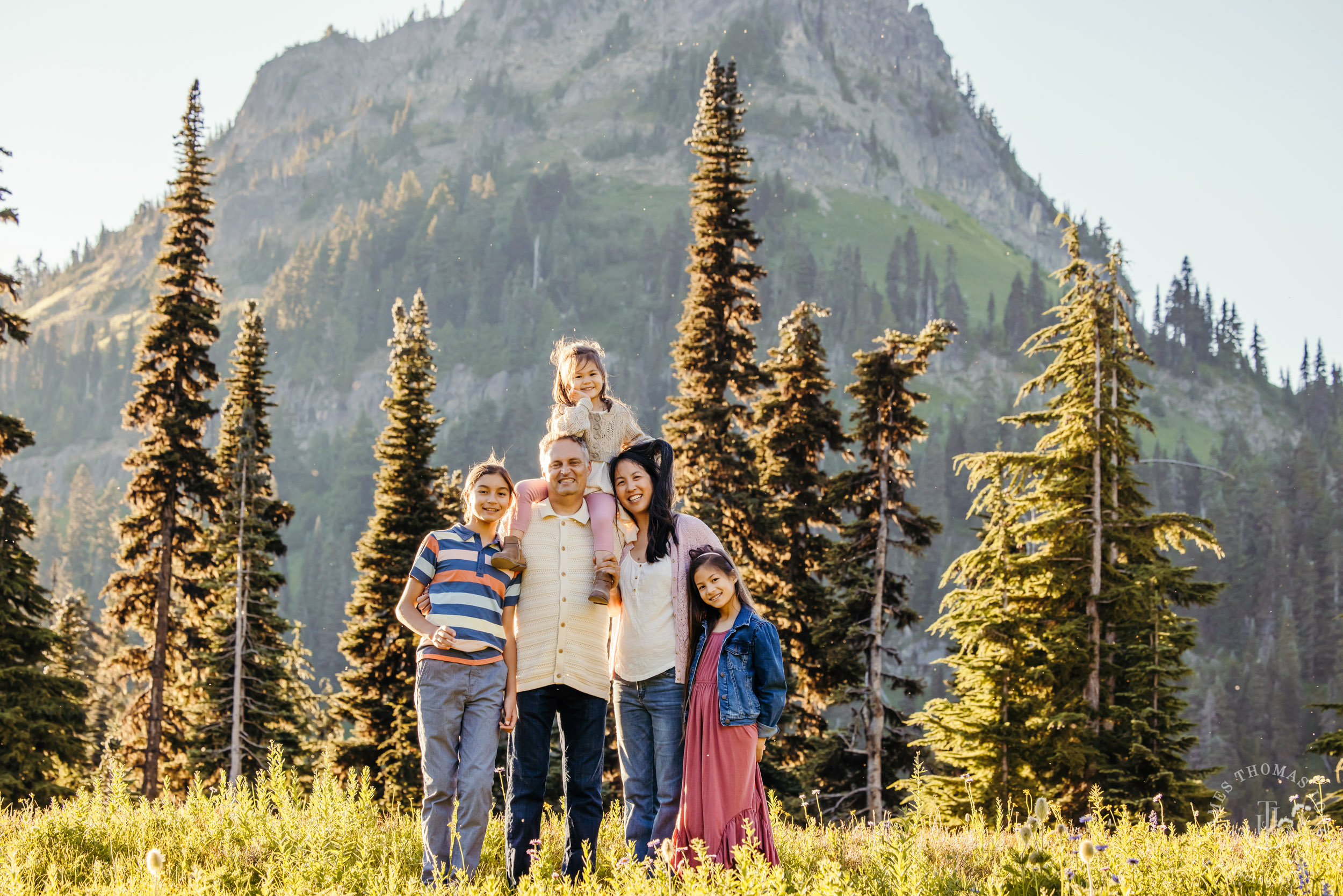 Mount Rainier family of five photography session by Seattle family photographer James Thomas Long Photography