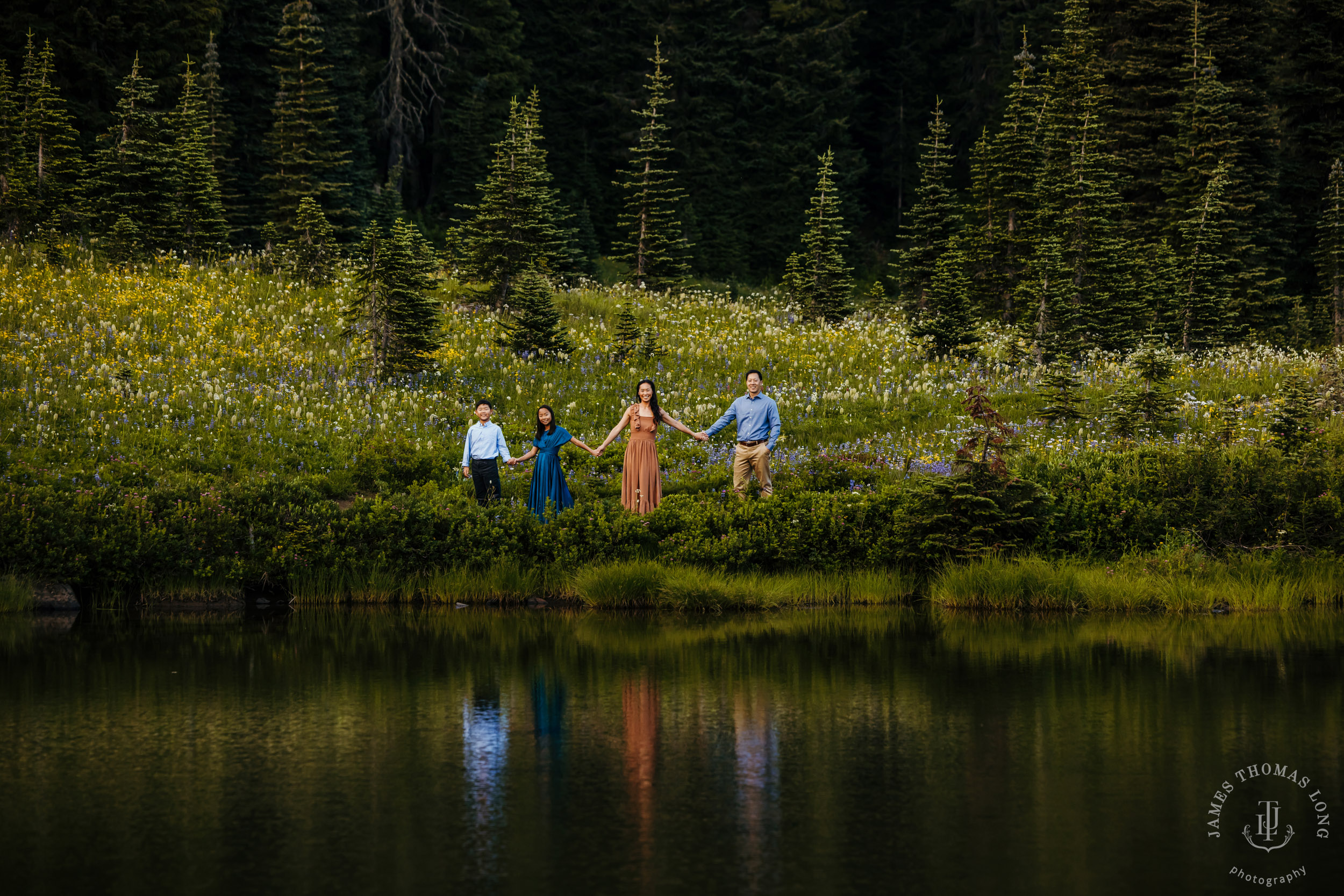 Mount Rainier family of four photography session by Seattle family photographer James Thomas Long Photography