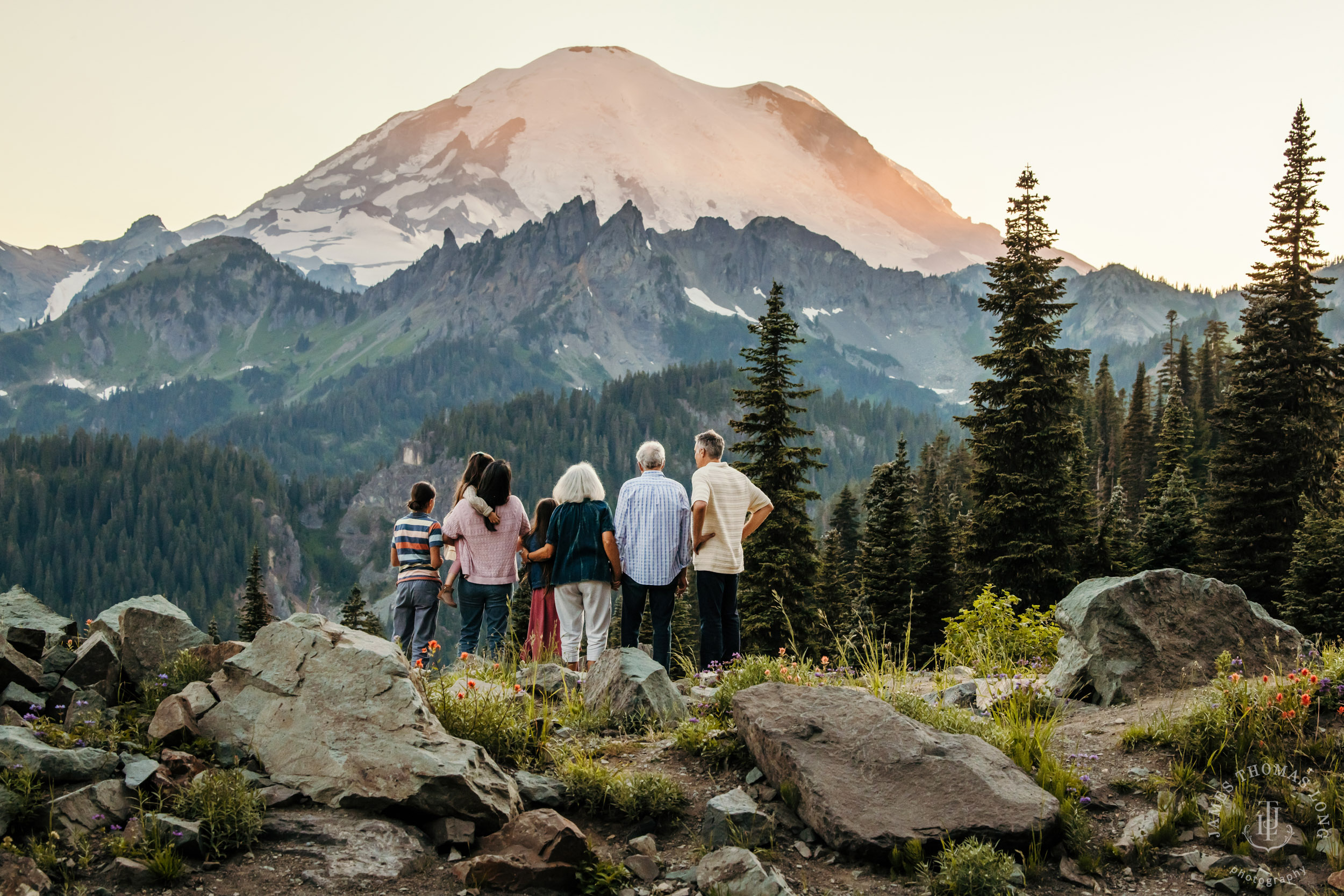 Mount Rainier family of five photography session by Seattle family photographer James Thomas Long Photography
