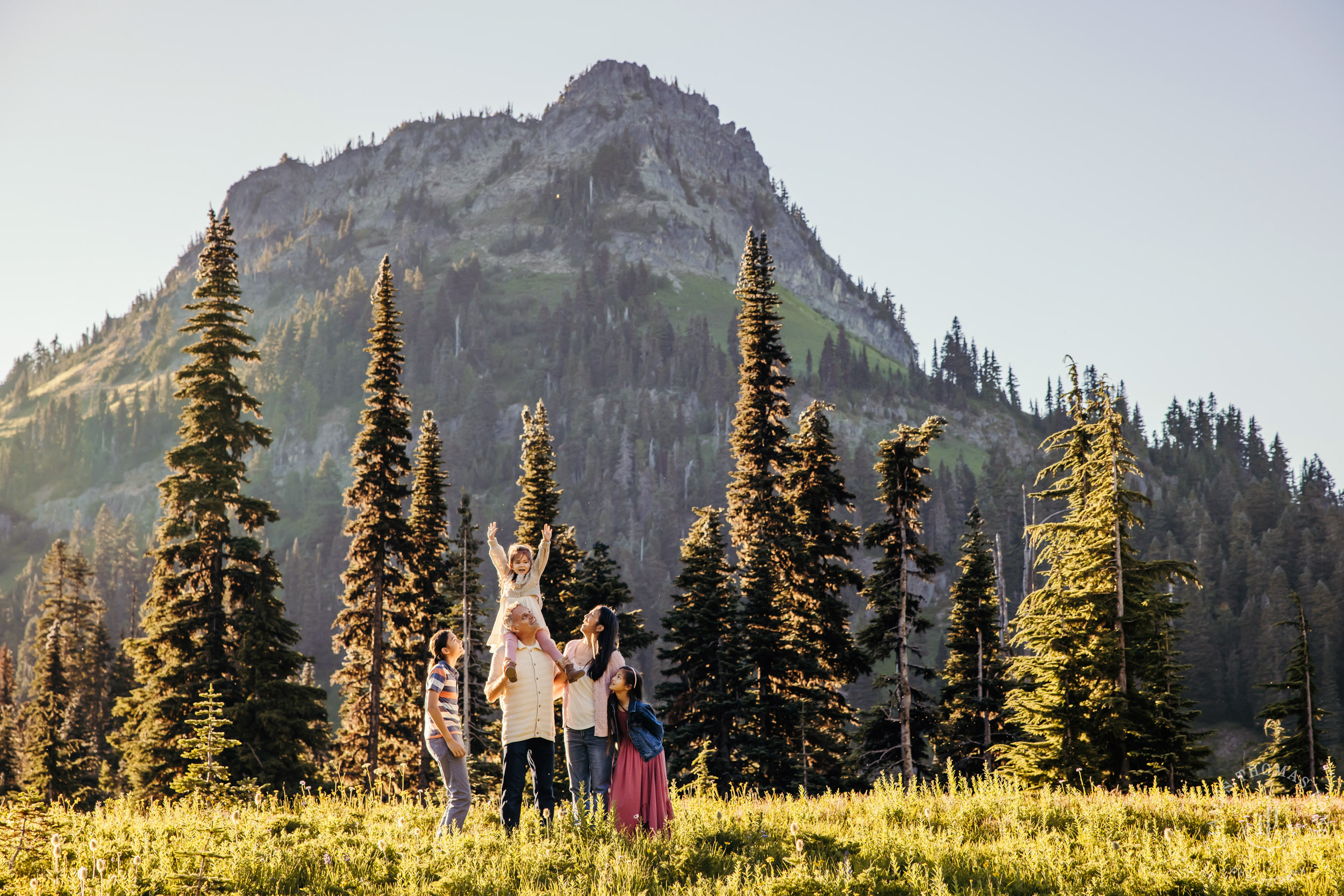 Mount Rainier family of five photography session by Seattle family photographer James Thomas Long Photography