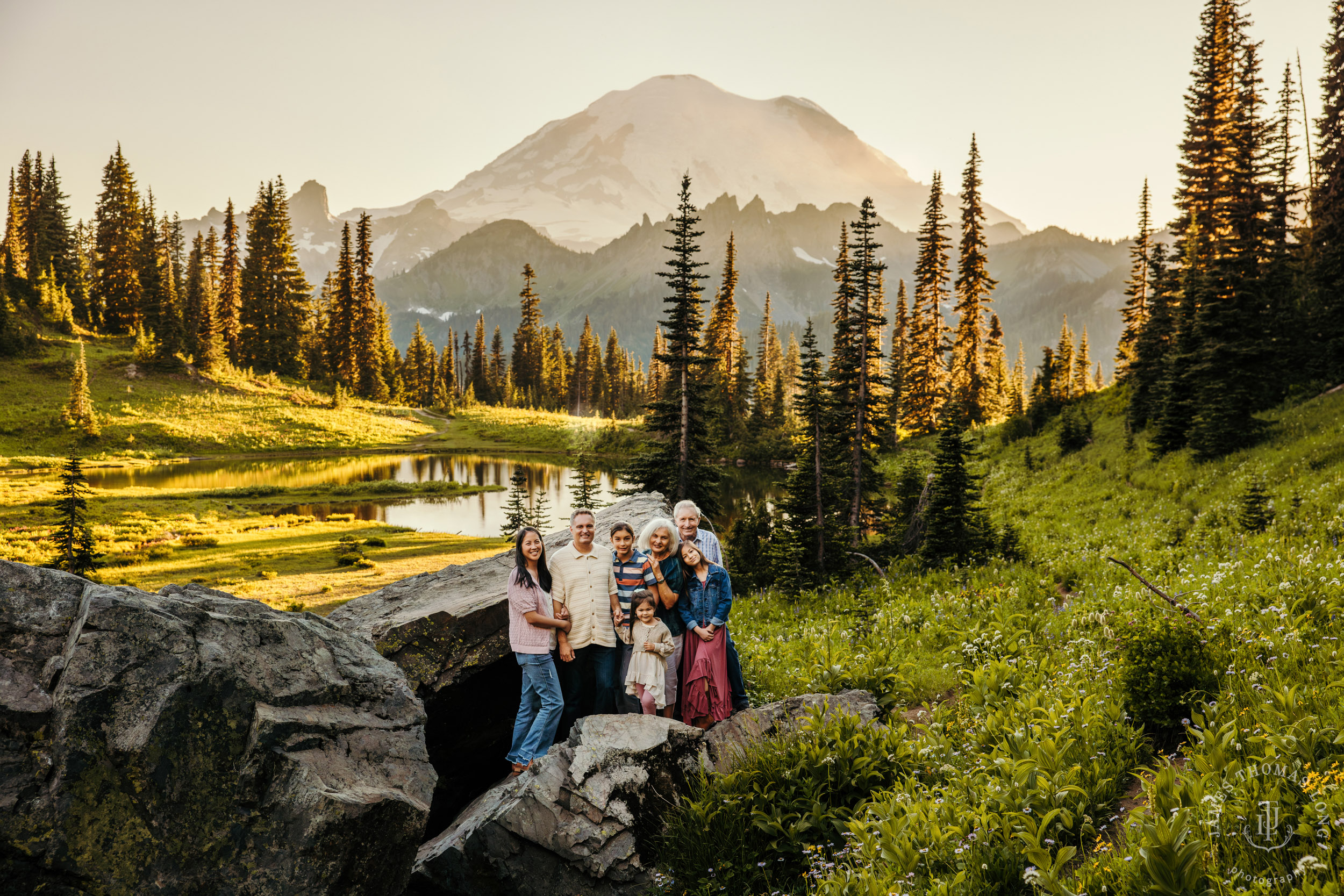 Mount Rainier family of five photography session by Seattle family photographer James Thomas Long Photography