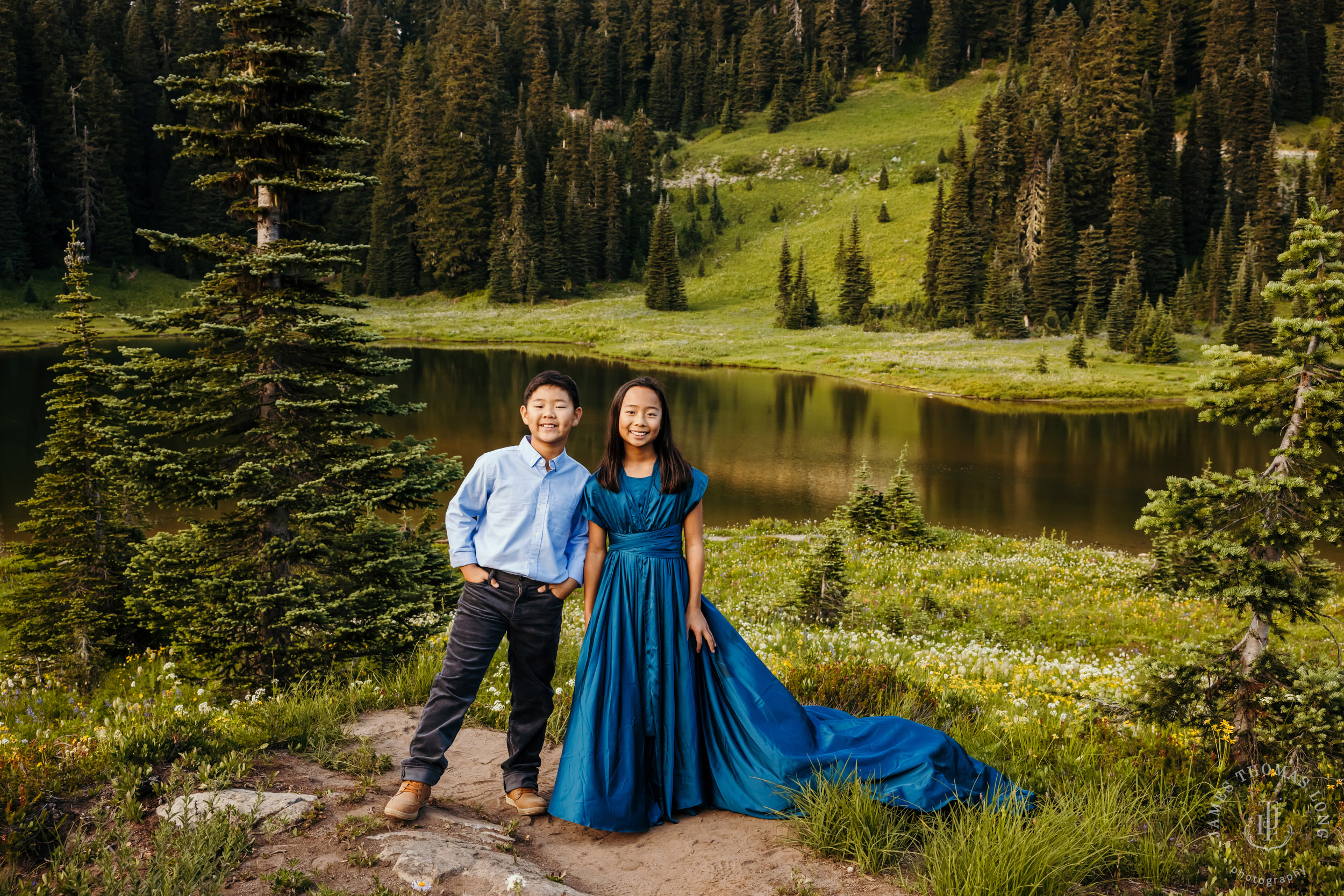 Mount Rainier family of four photography session by Seattle family photographer James Thomas Long Photography