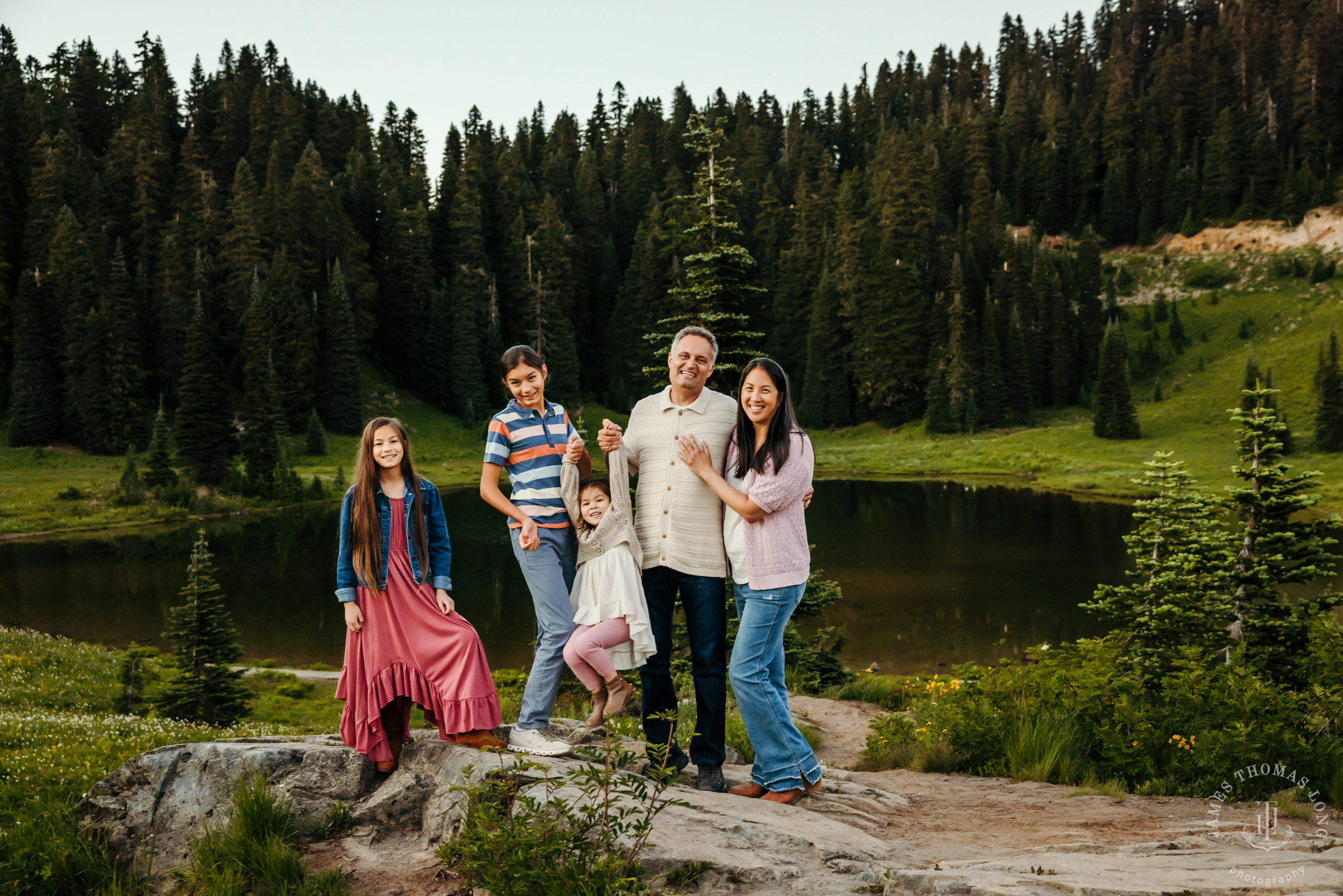 Mount Rainier family of five photography session by Seattle family photographer James Thomas Long Photography