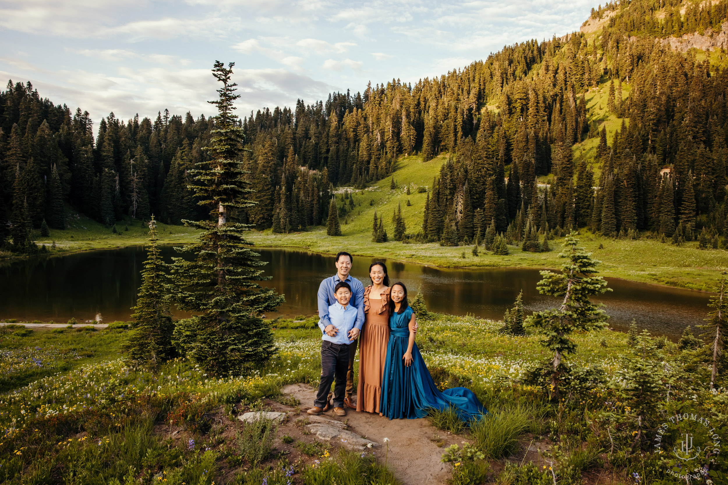 Mount Rainier family of four photography session by Seattle family photographer James Thomas Long Photography