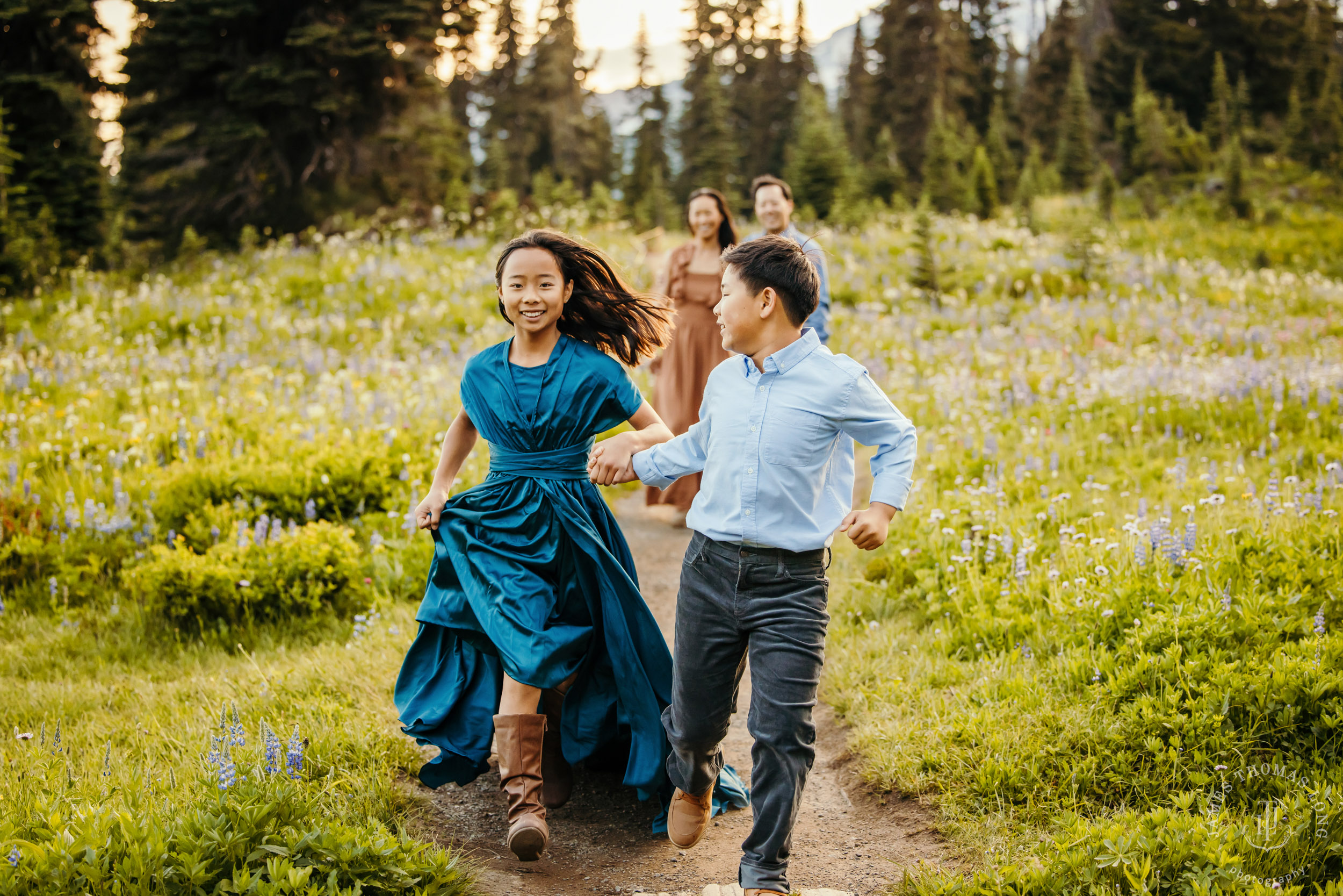 Mount Rainier family of four photography session by Seattle family photographer James Thomas Long Photography