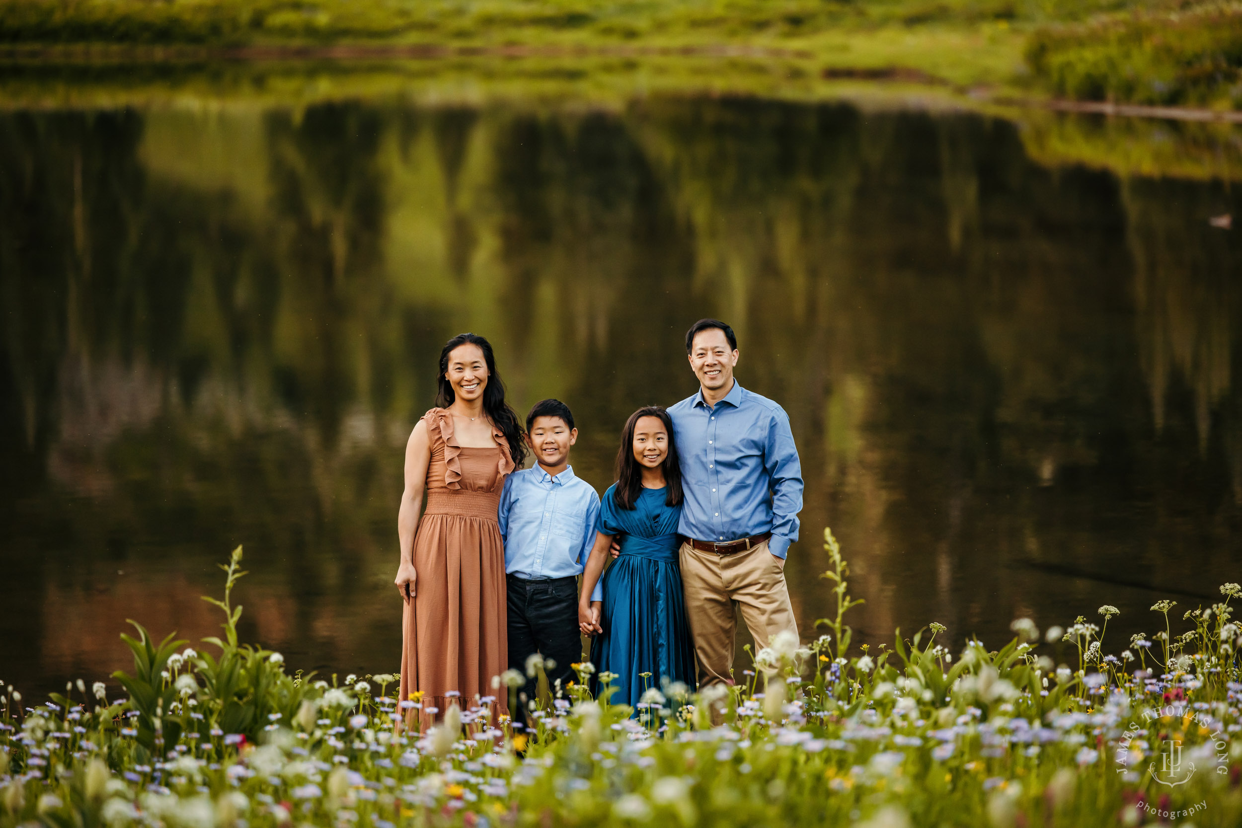 Mount Rainier family of four photography session by Seattle family photographer James Thomas Long Photography