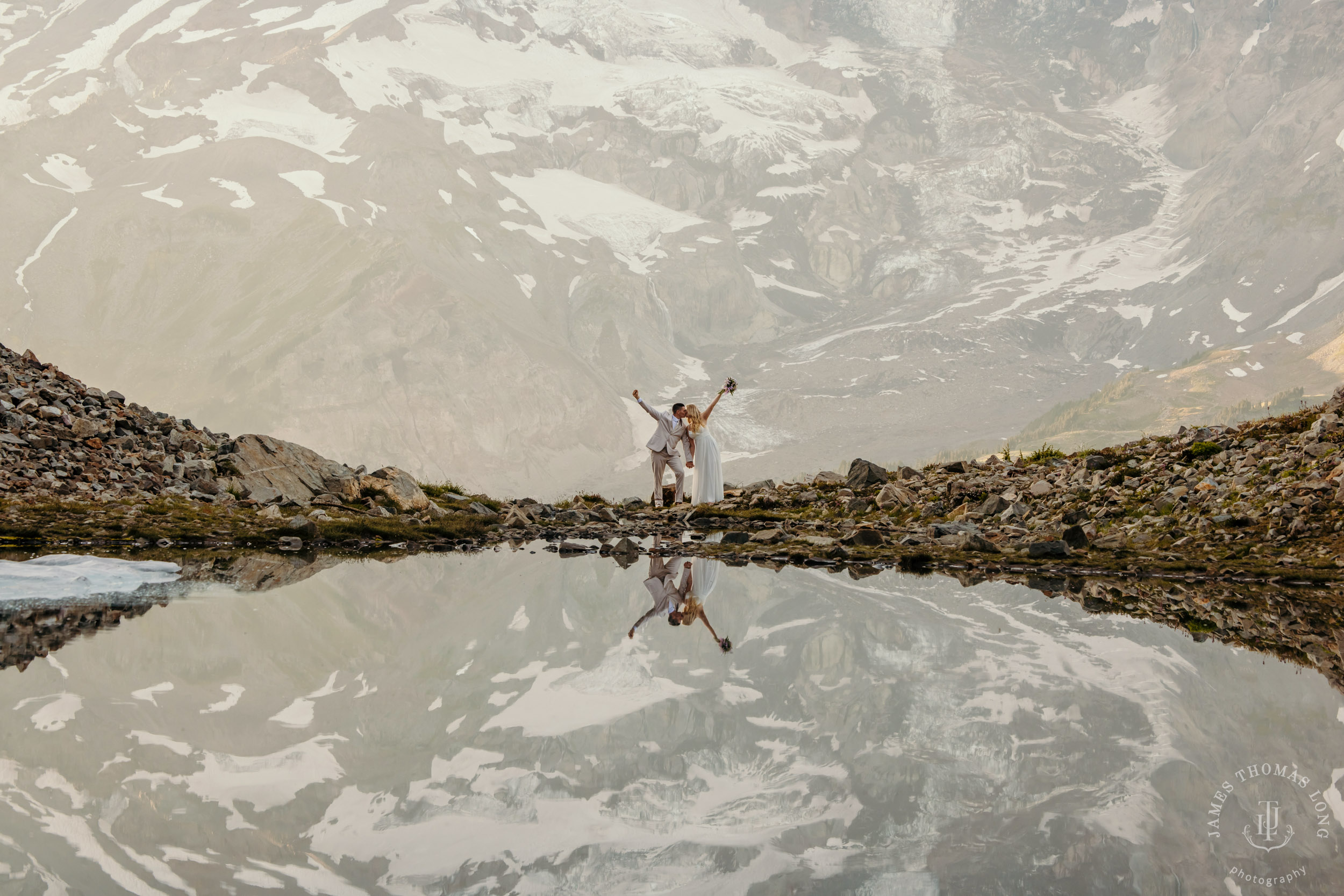 Mount Rainier adventure post-wedding by Seattle adventure wedding photographer James Thomas Long Photography