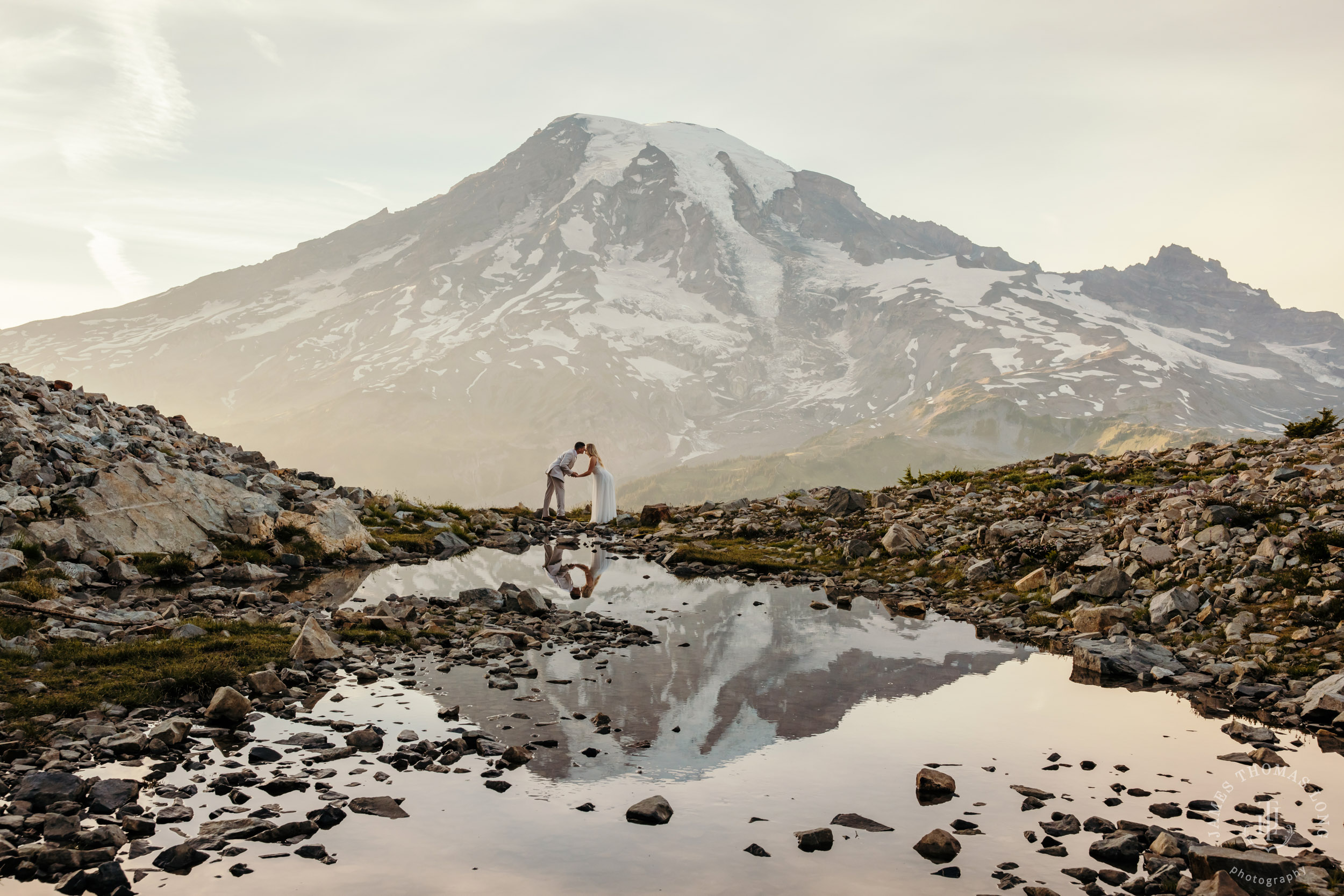 Mount Rainier adventure post-wedding by Seattle adventure wedding photographer James Thomas Long Photography