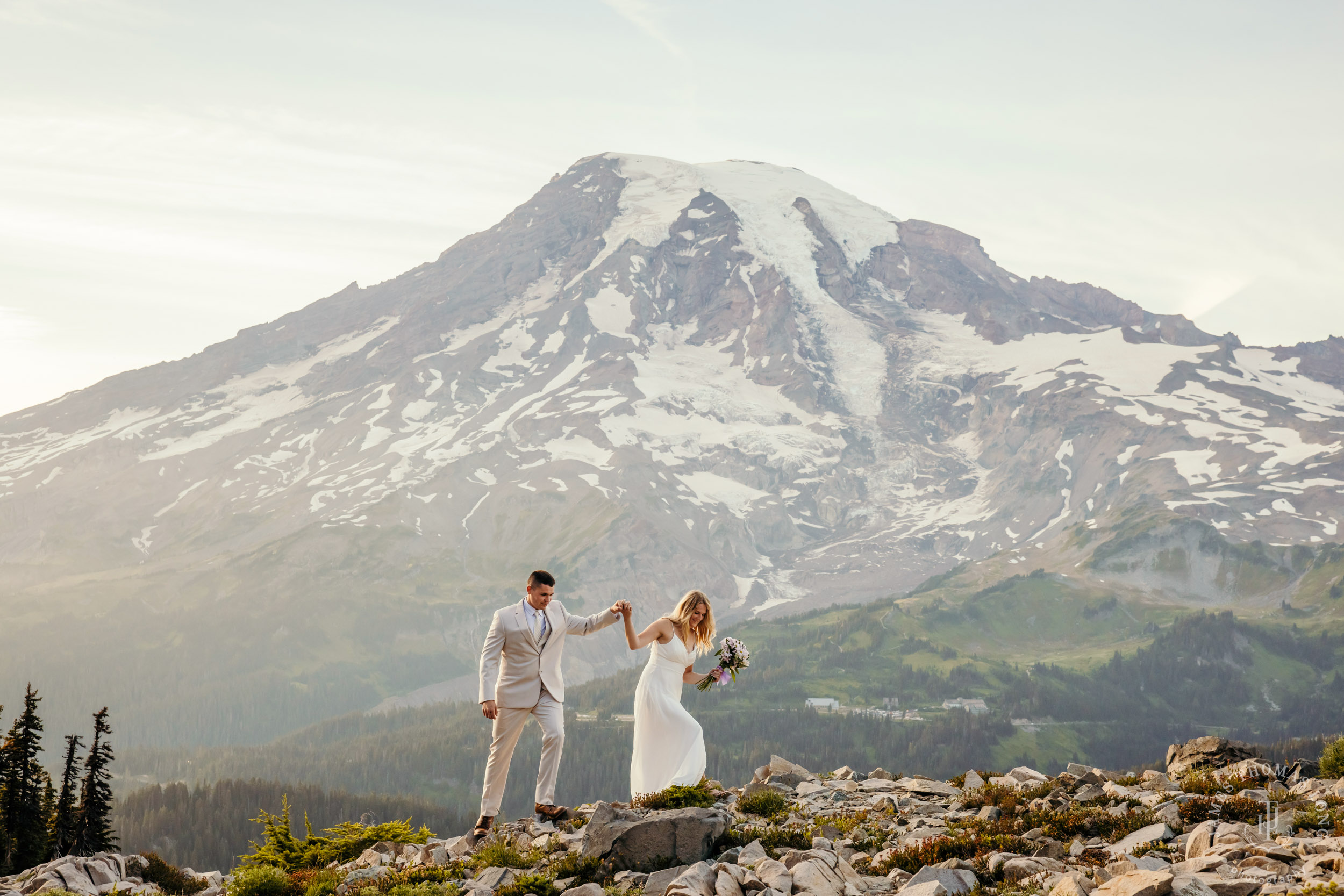 Mount Rainier adventure post-wedding by Seattle adventure wedding photographer James Thomas Long Photography