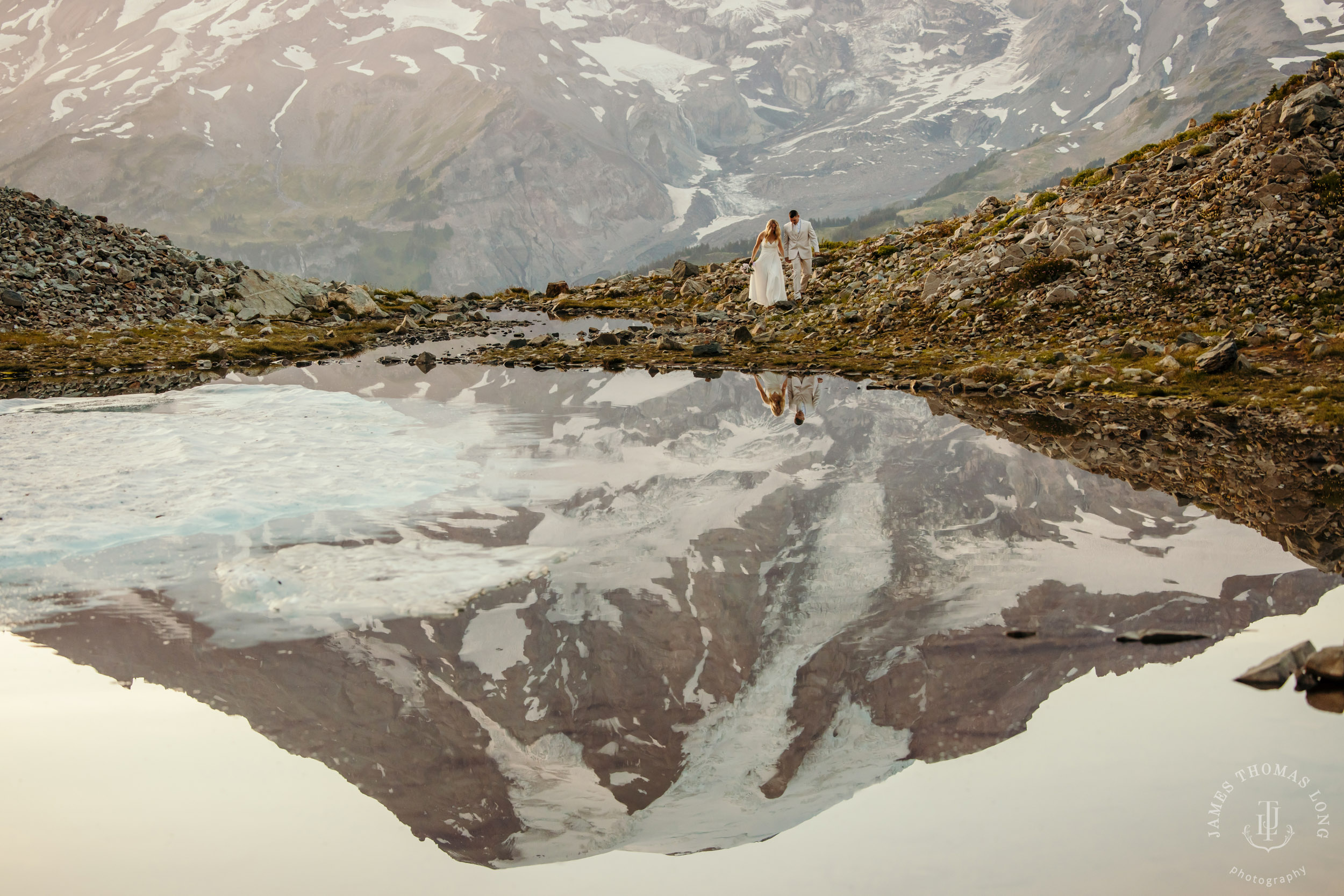 Mount Rainier adventure post-wedding by Seattle adventure wedding photographer James Thomas Long Photography