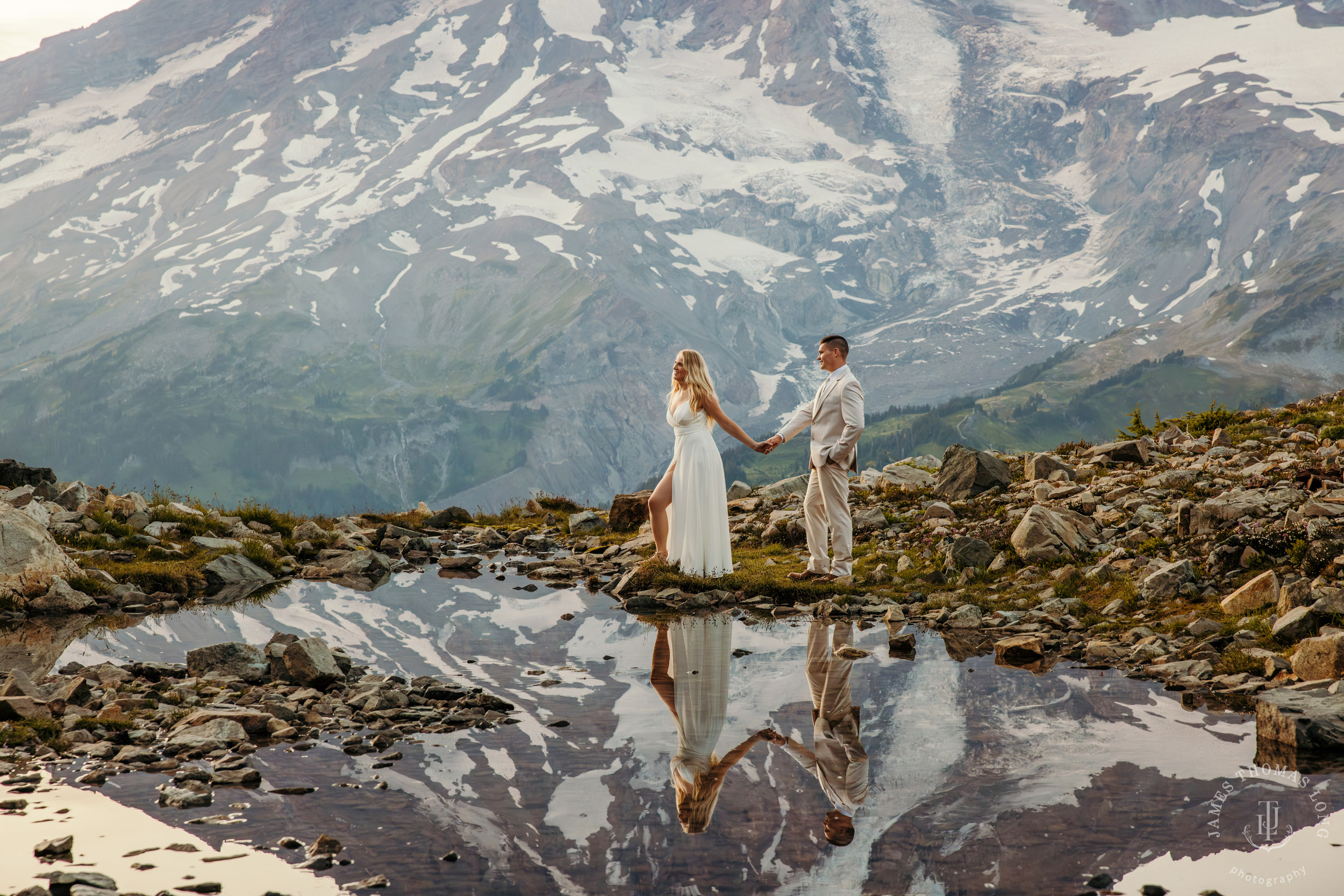 Mount Rainier adventure post-wedding by Seattle adventure wedding photographer James Thomas Long Photography