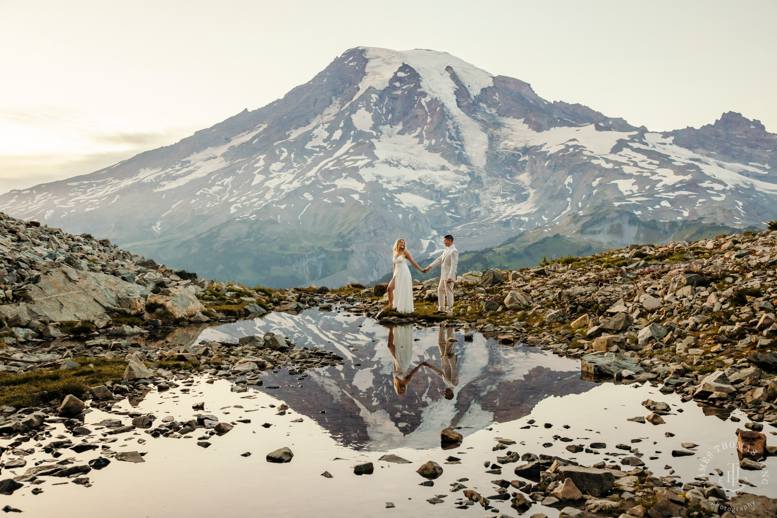 Mount Rainier adventure post-wedding by Seattle adventure wedding photographer James Thomas Long Photography