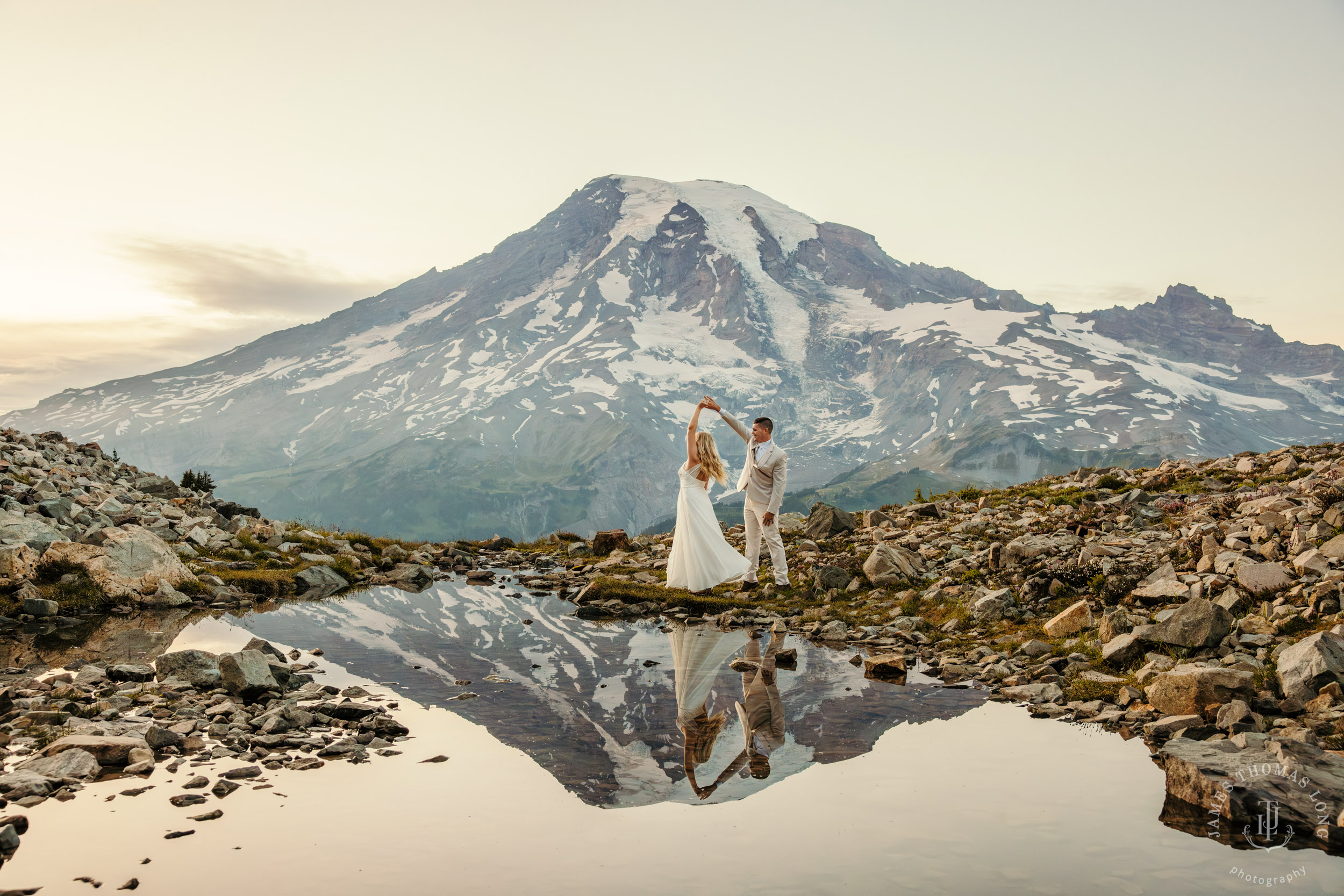 Mount Rainier adventure post-wedding by Seattle adventure wedding photographer James Thomas Long Photography
