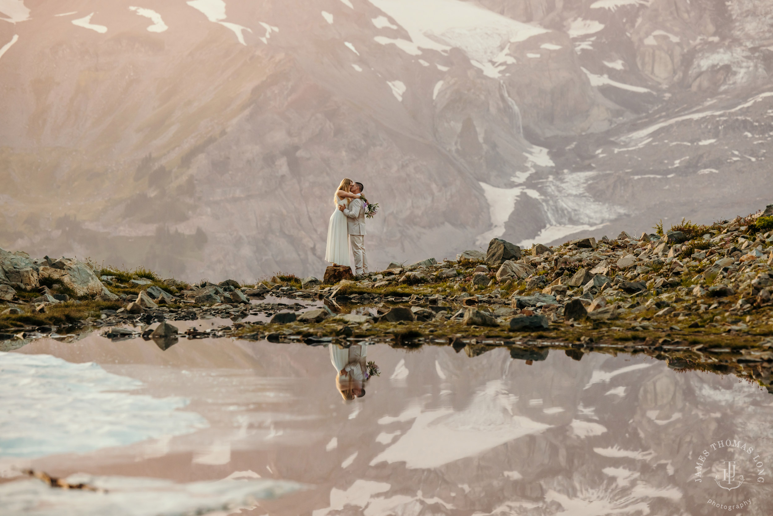 Mount Rainier adventure post-wedding by Seattle adventure wedding photographer James Thomas Long Photography