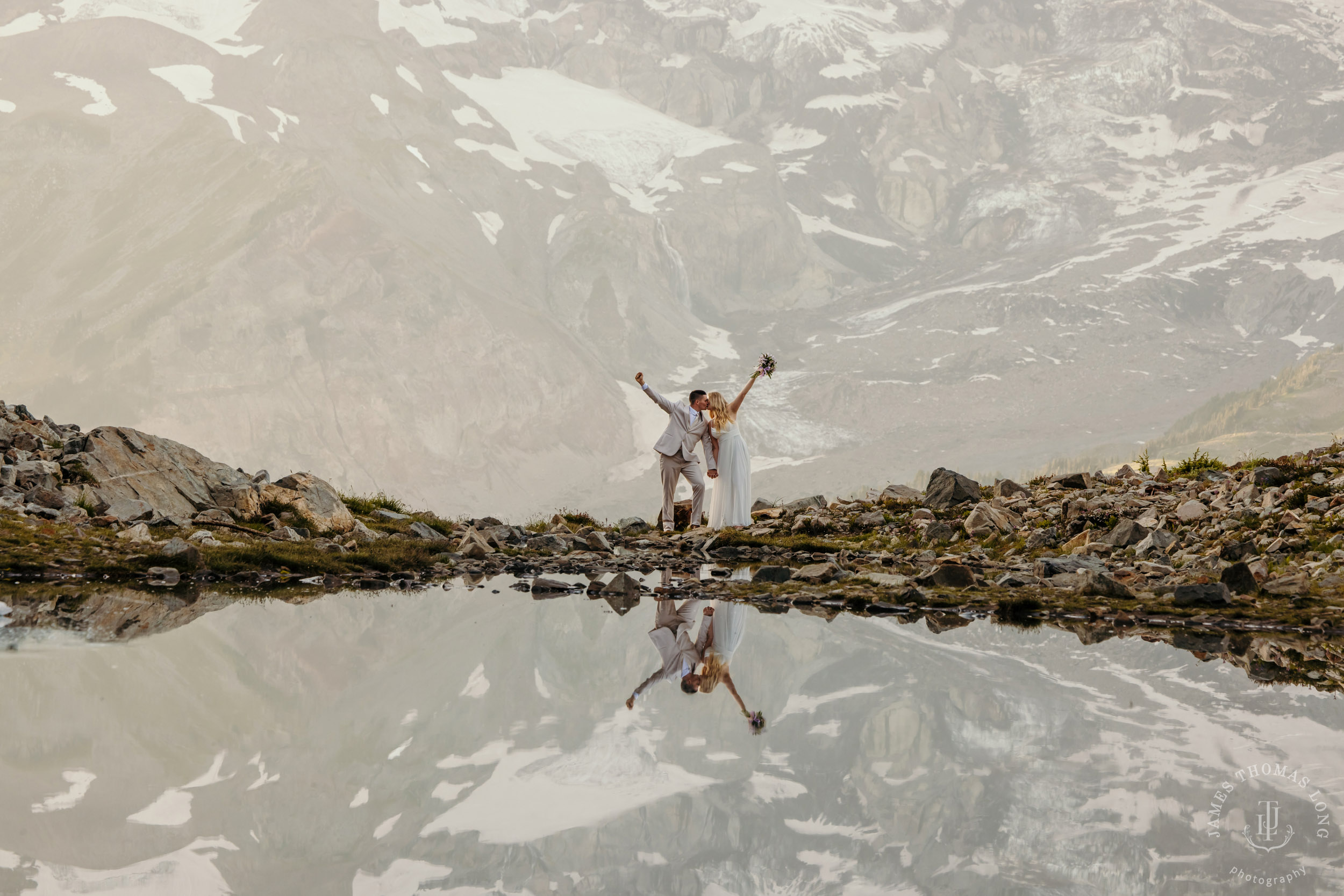 Mount Rainier adventure post-wedding by Seattle adventure wedding photographer James Thomas Long Photography