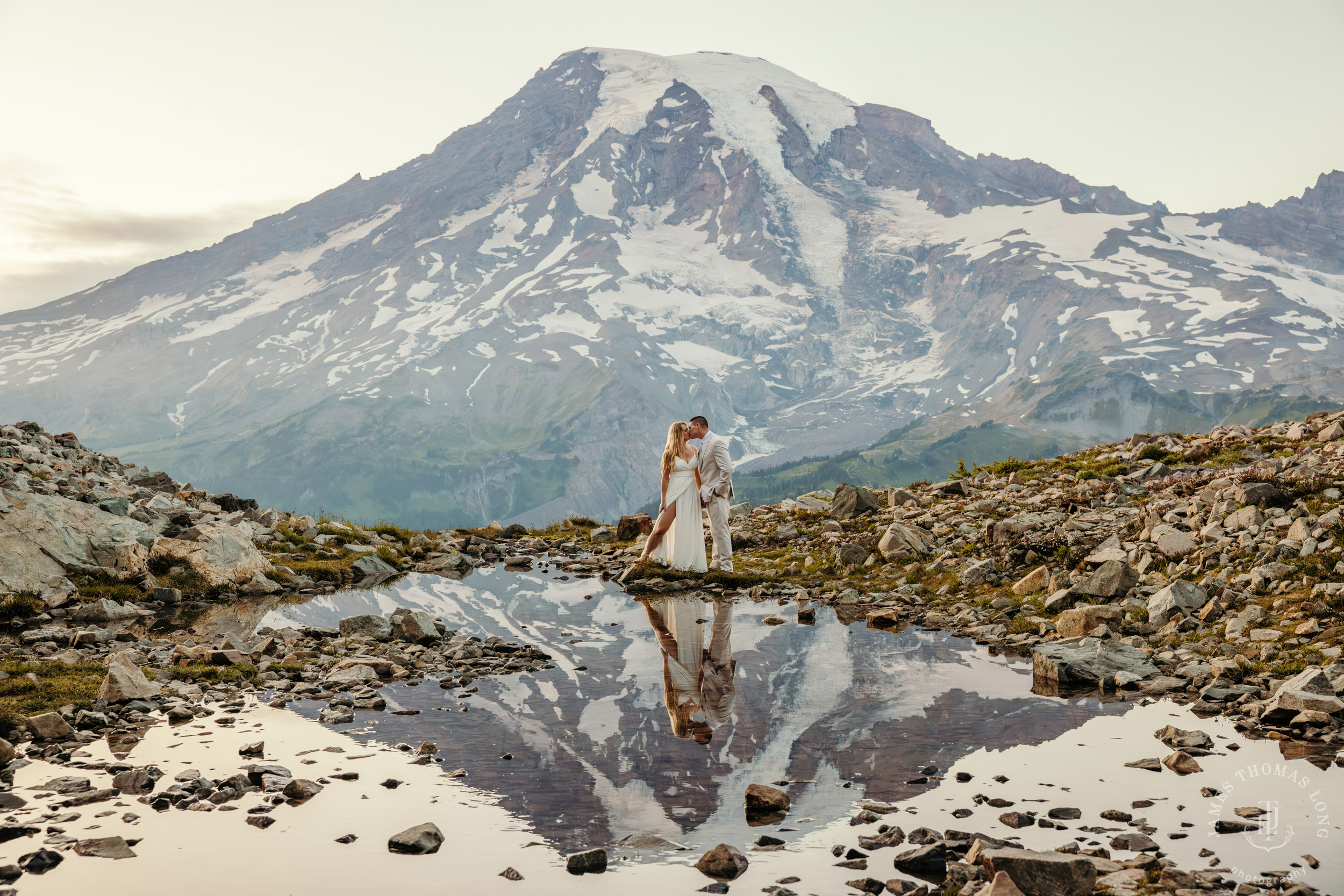 Mount Rainier adventure post-wedding by Seattle adventure wedding photographer James Thomas Long Photography