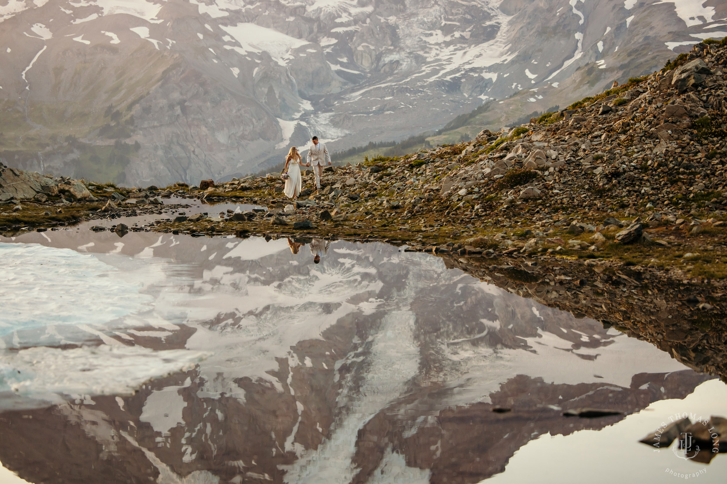Mount Rainier adventure post-wedding by Seattle adventure wedding photographer James Thomas Long Photography