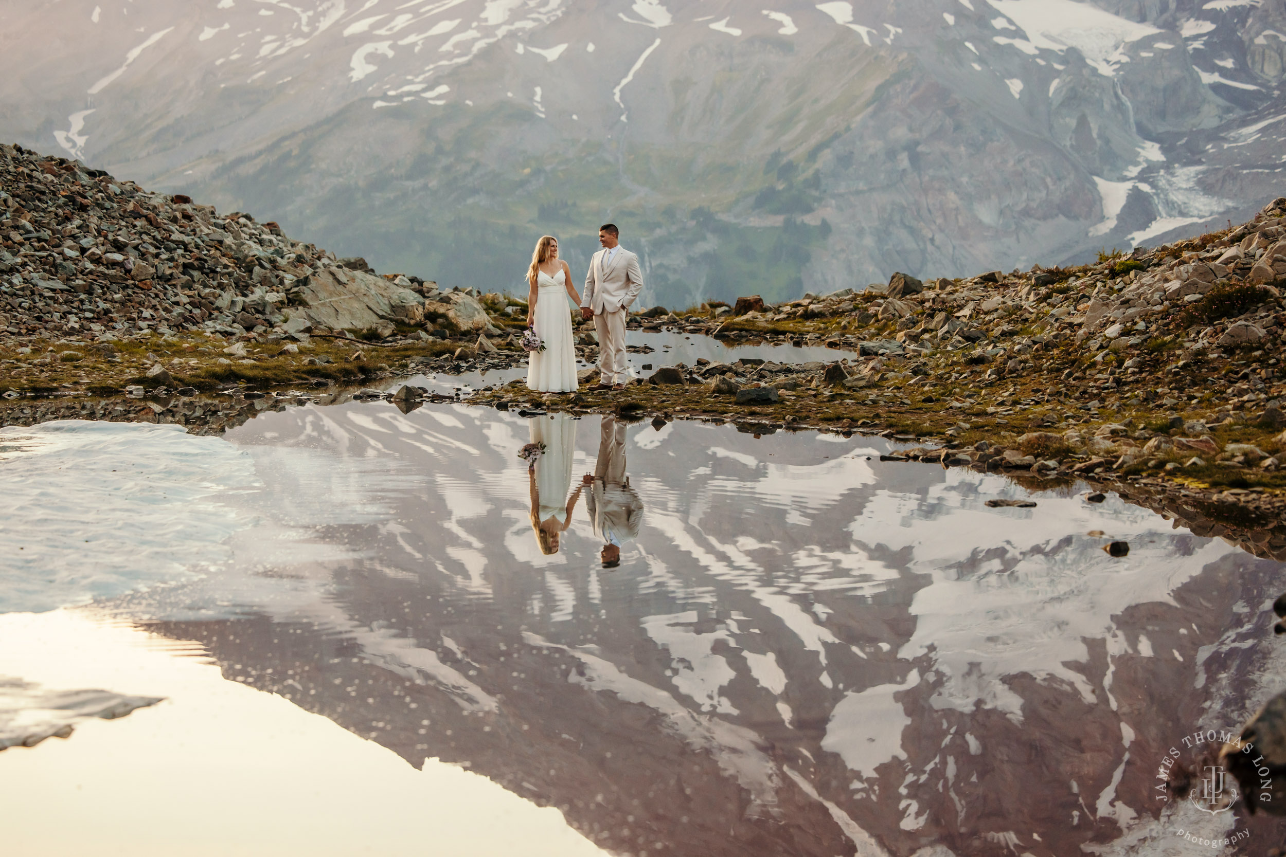 Mount Rainier adventure post-wedding by Seattle adventure wedding photographer James Thomas Long Photography