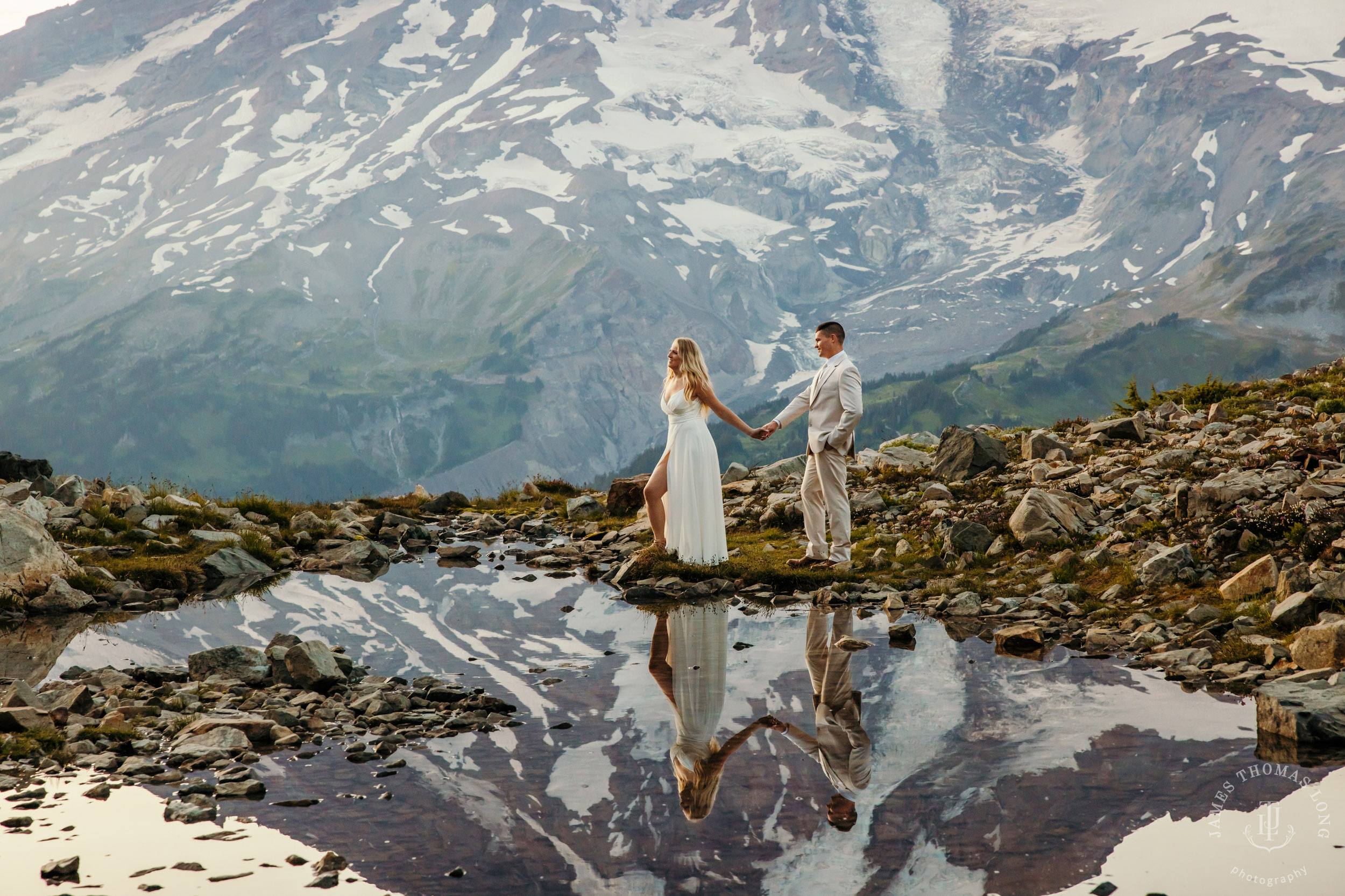 Mount Rainier adventure post-wedding by Seattle adventure wedding photographer James Thomas Long Photography