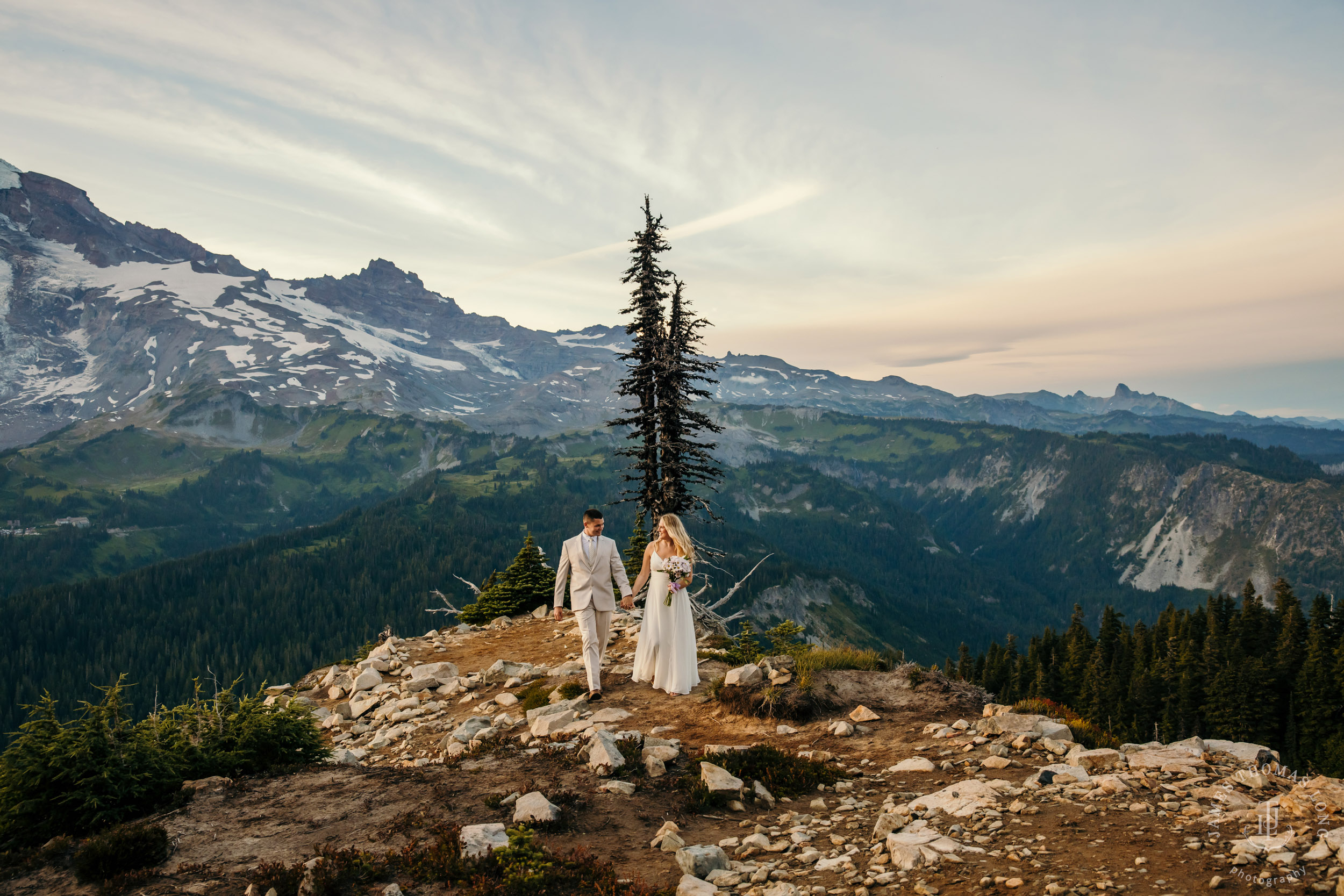 Mount Rainier adventure post-wedding by Seattle adventure wedding photographer James Thomas Long Photography