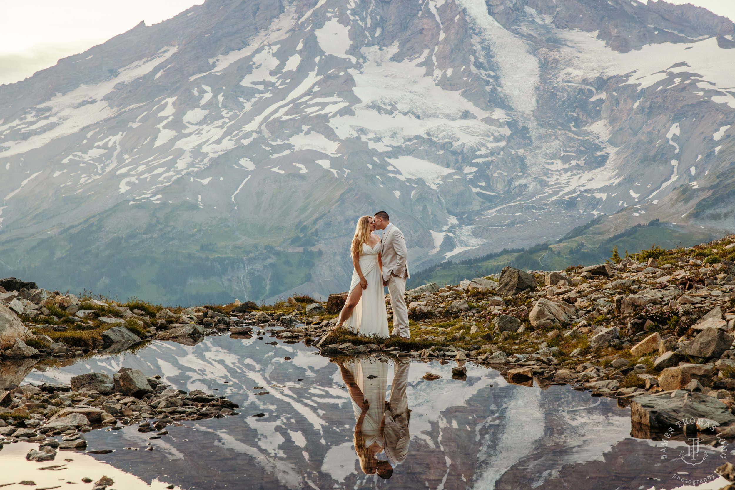 Mount Rainier adventure post-wedding by Seattle adventure wedding photographer James Thomas Long Photography