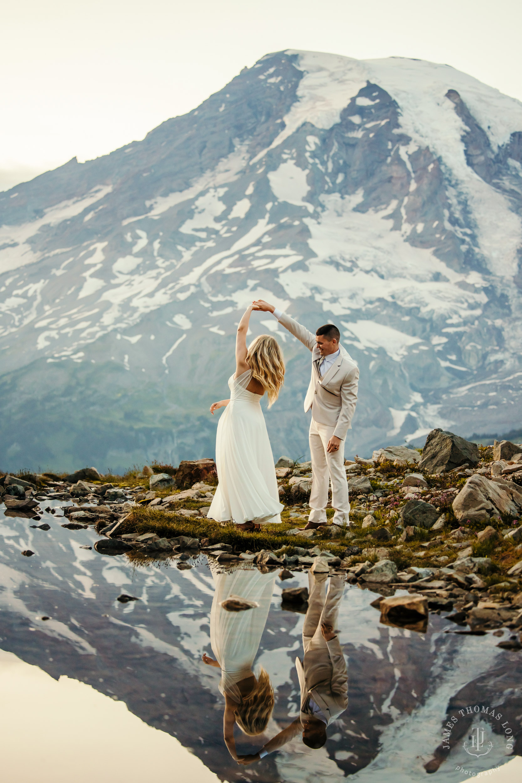 Mount Rainier adventure post-wedding by Seattle adventure wedding photographer James Thomas Long Photography