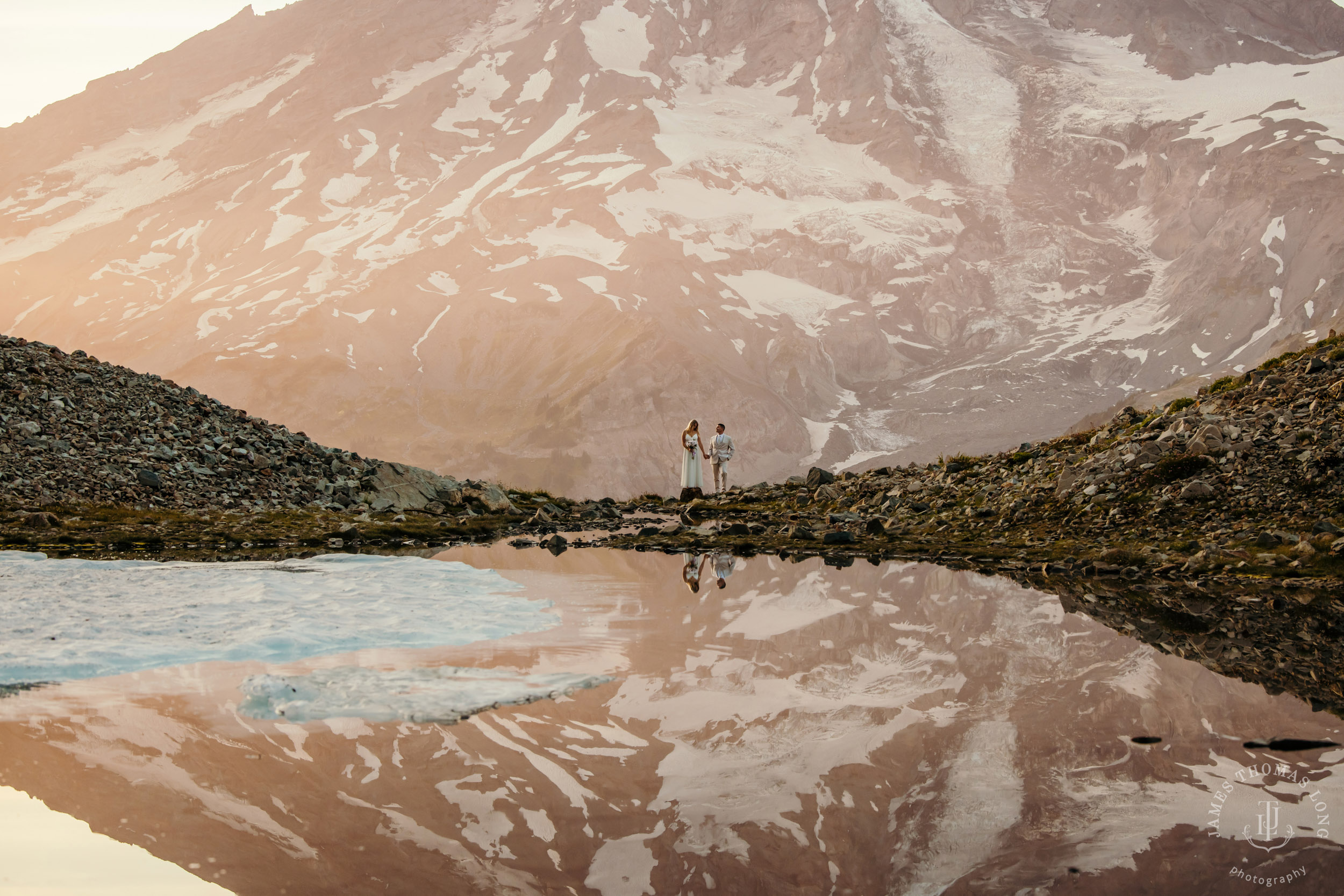 Mount Rainier adventure post-wedding by Seattle adventure wedding photographer James Thomas Long Photography