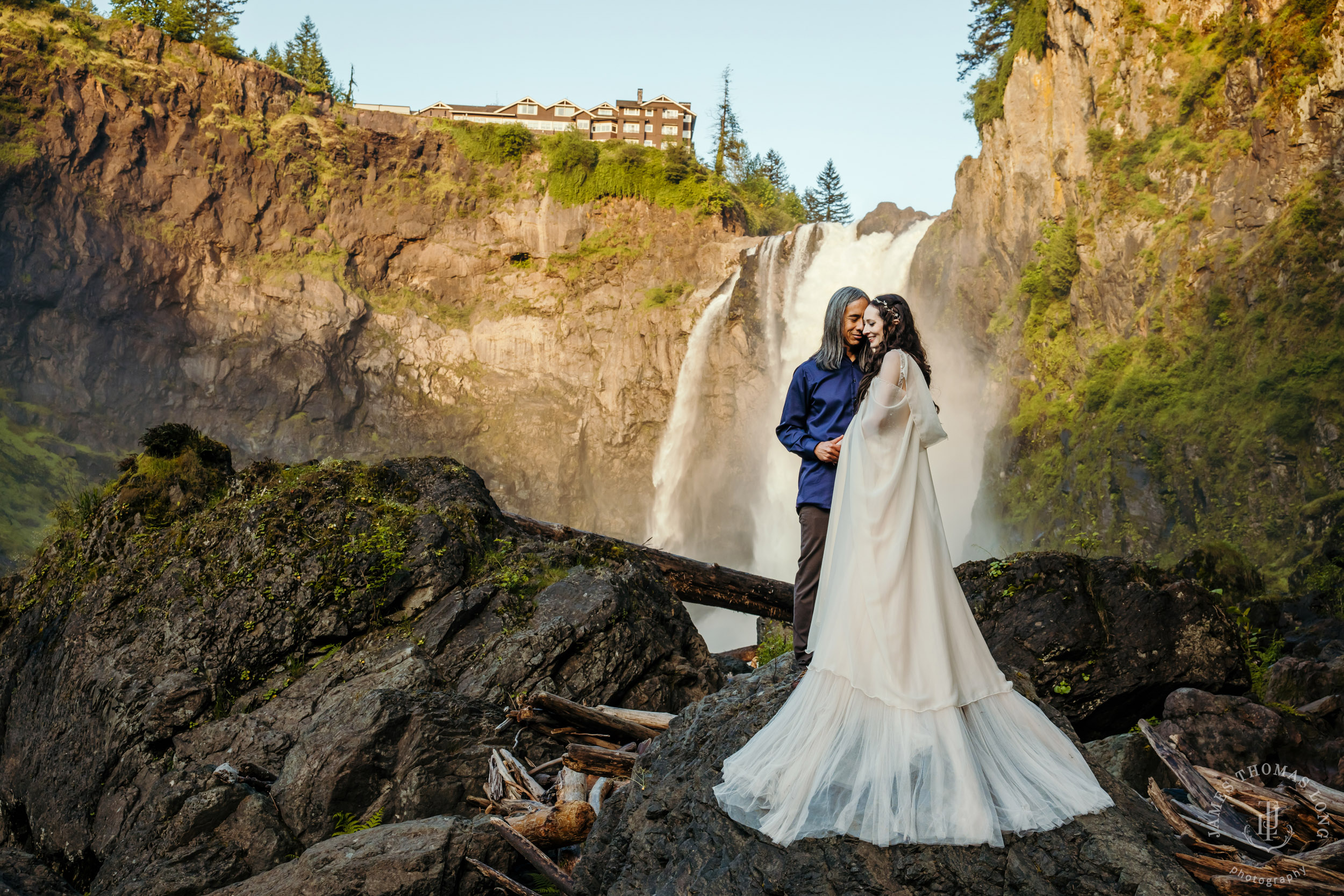 Snoqualmie Falls adventure wedding by Snoqualmie wedding photographer James Thomas Long Photography