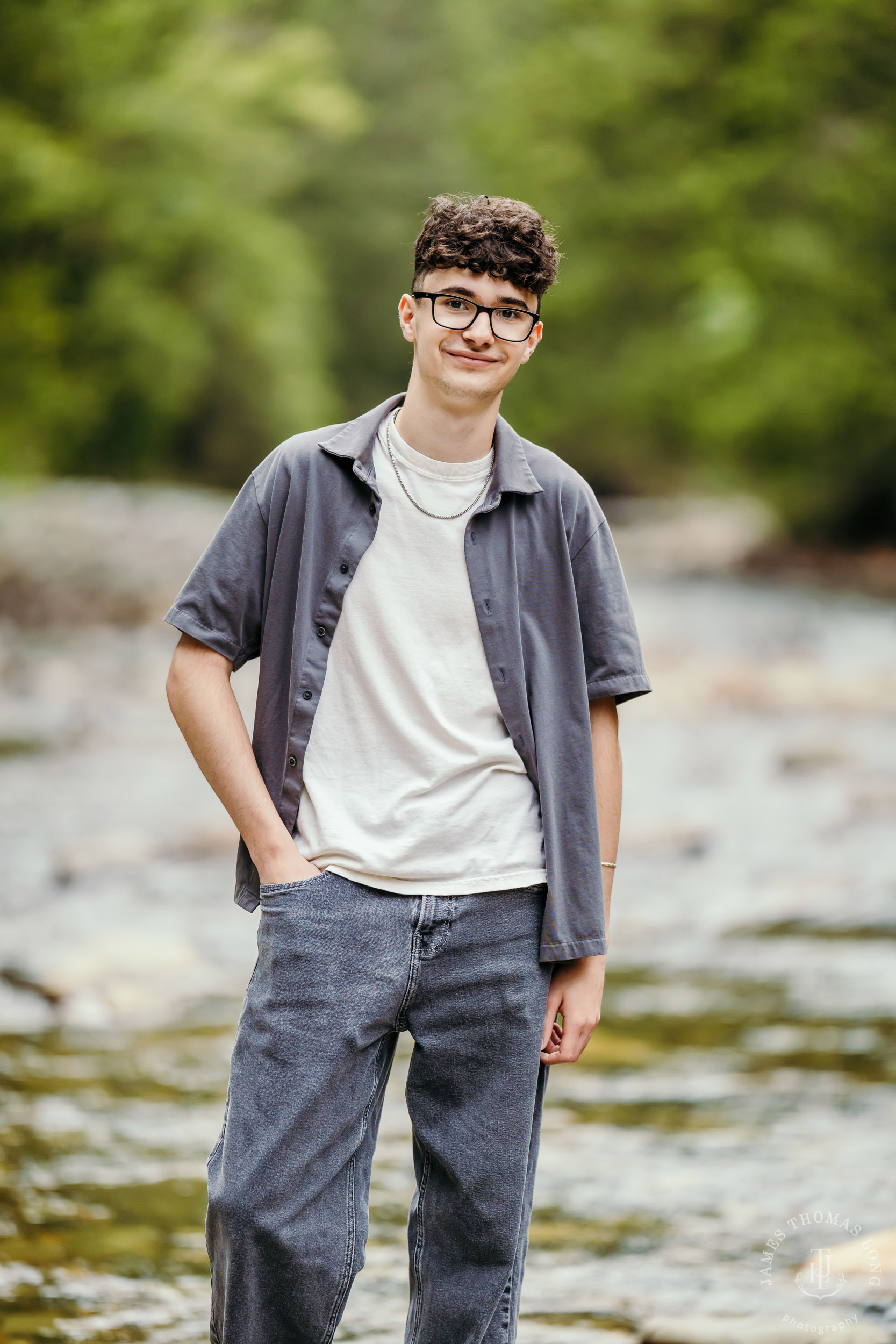Cascade Mountain forest high school senior portrait session by Snoqualmie senior portrait photographer James Thomas Long Photography