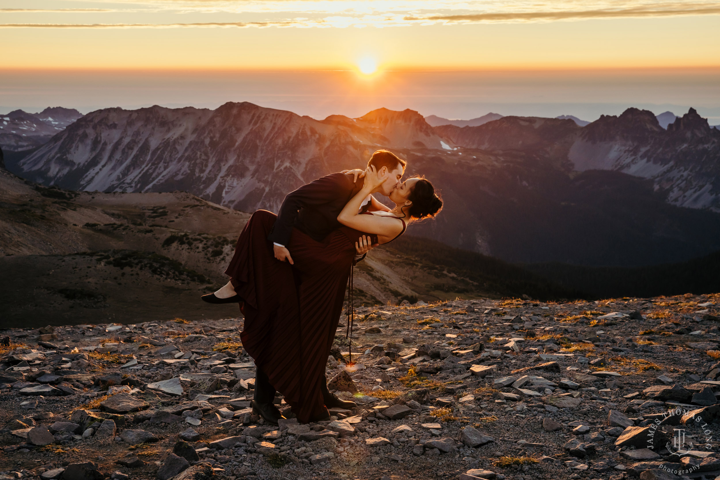 Mount Rainier adventure engagement session by Seattle adventure elopement photographer James Thomas Long Photography