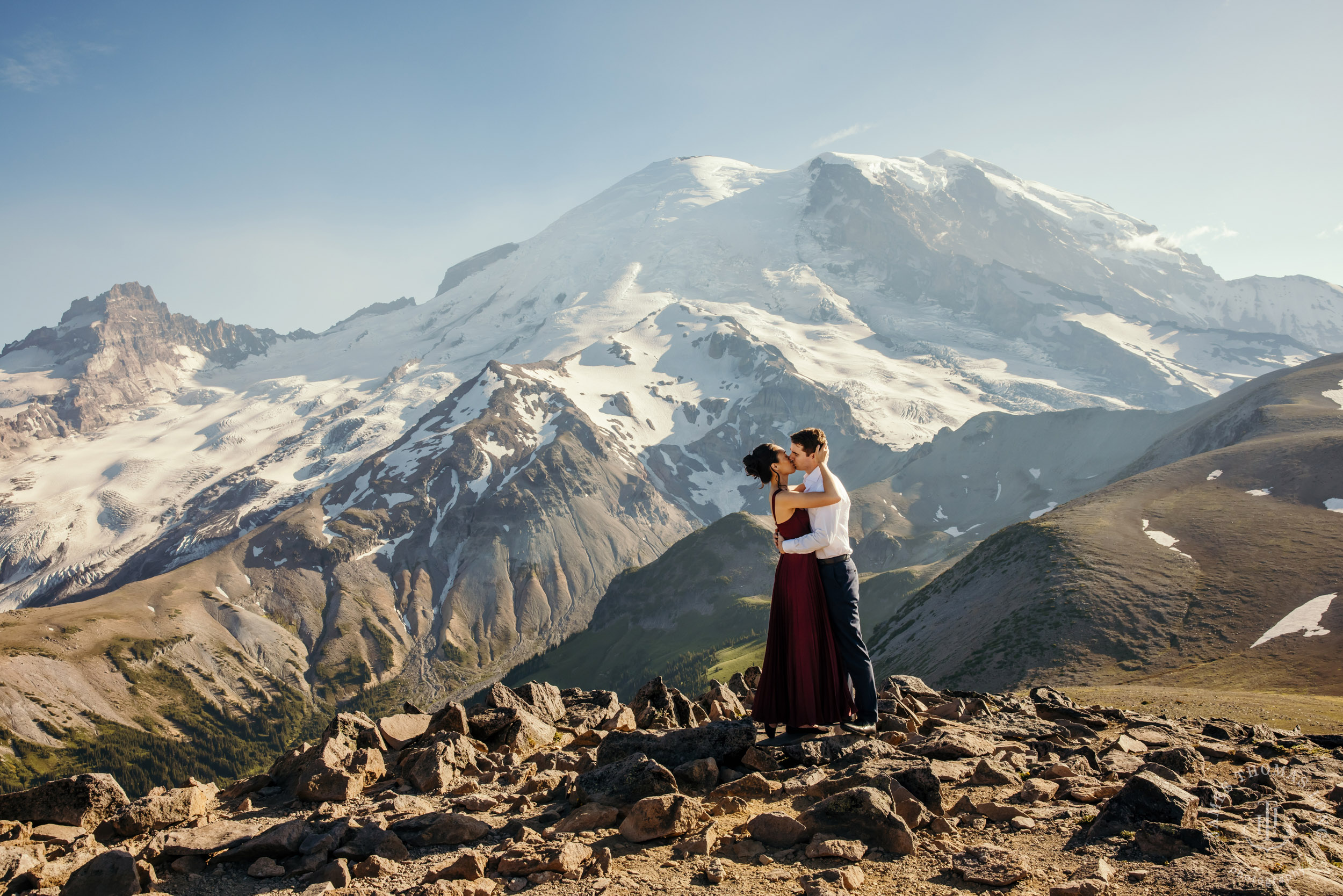 Mount Rainier adventure engagement session by Seattle adventure elopement photographer James Thomas Long Photography