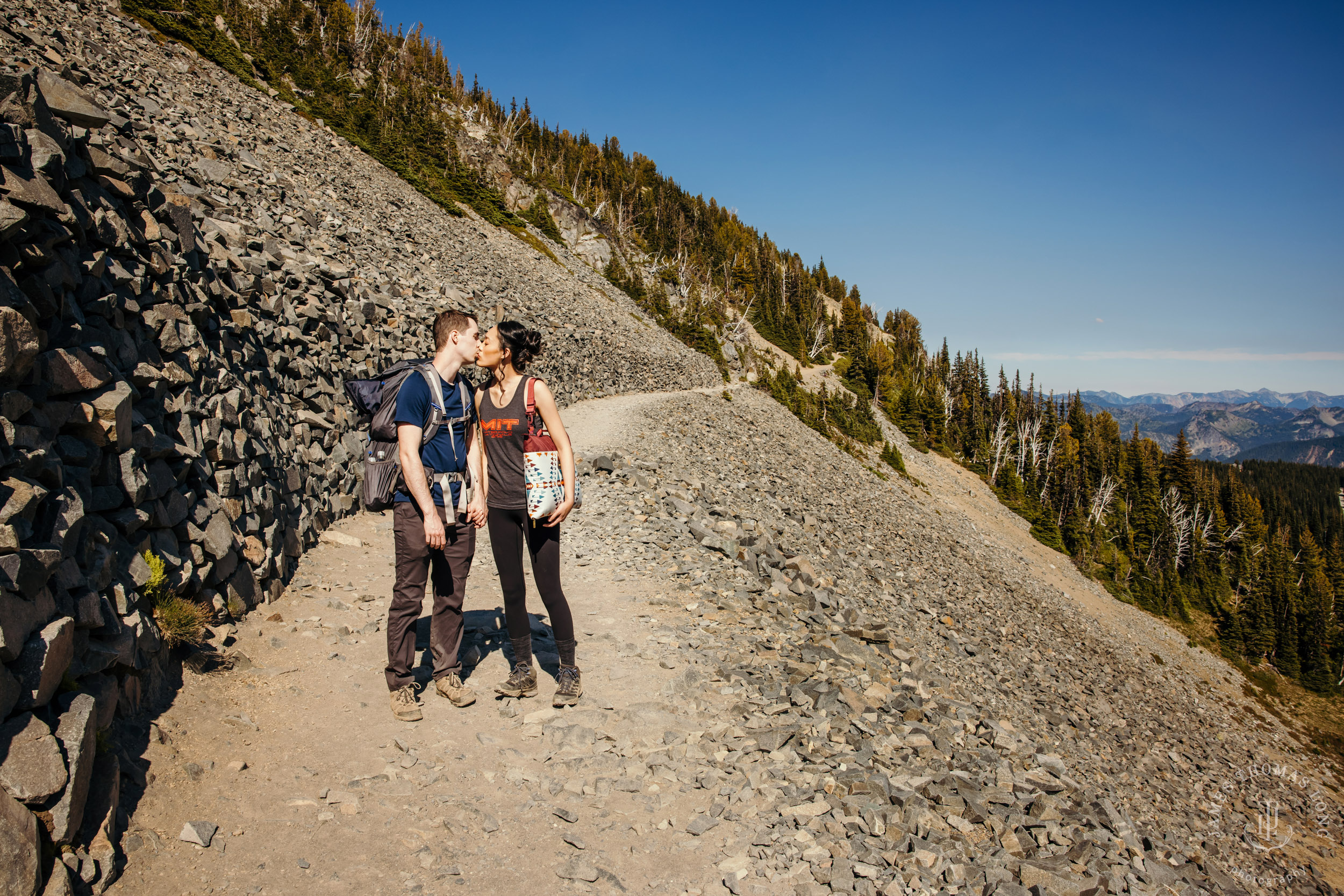 Mount Rainier adventure engagement session by Seattle adventure elopement photographer James Thomas Long Photography