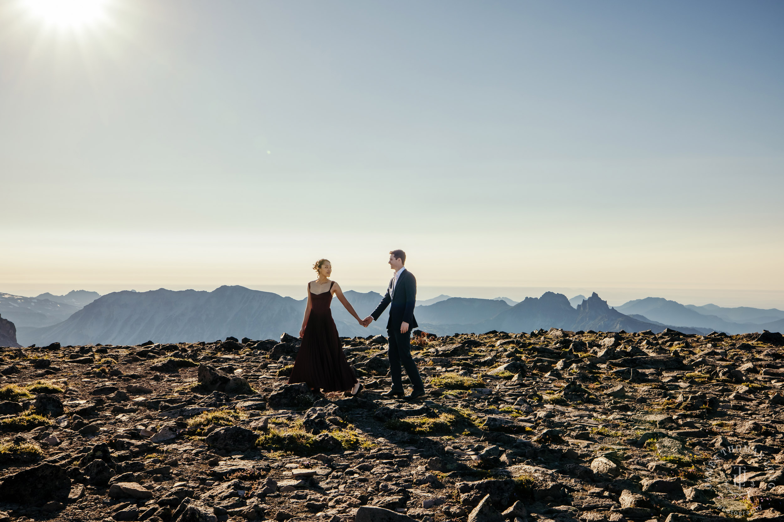 Mount Rainier adventure engagement session by Seattle adventure elopement photographer James Thomas Long Photography