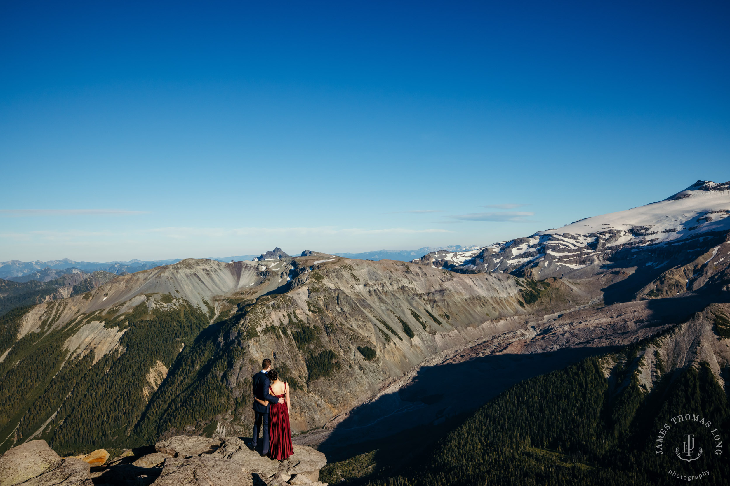 Mount Rainier adventure engagement session by Seattle adventure elopement photographer James Thomas Long Photography