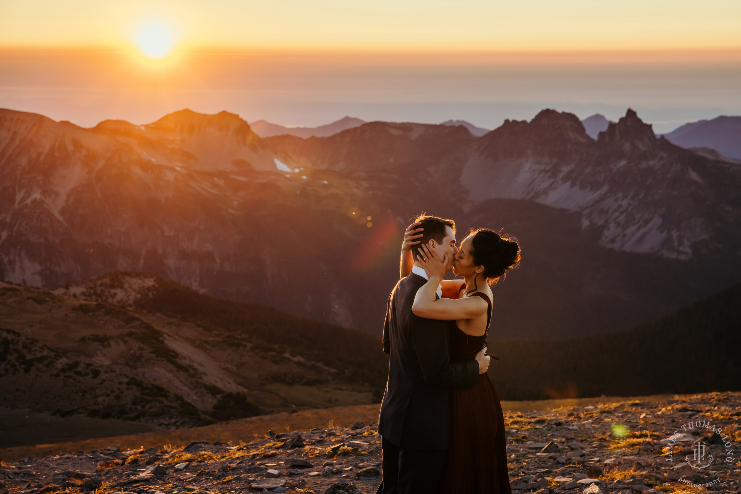 Mount Rainier adventure engagement session by Seattle adventure elopement photographer James Thomas Long Photography