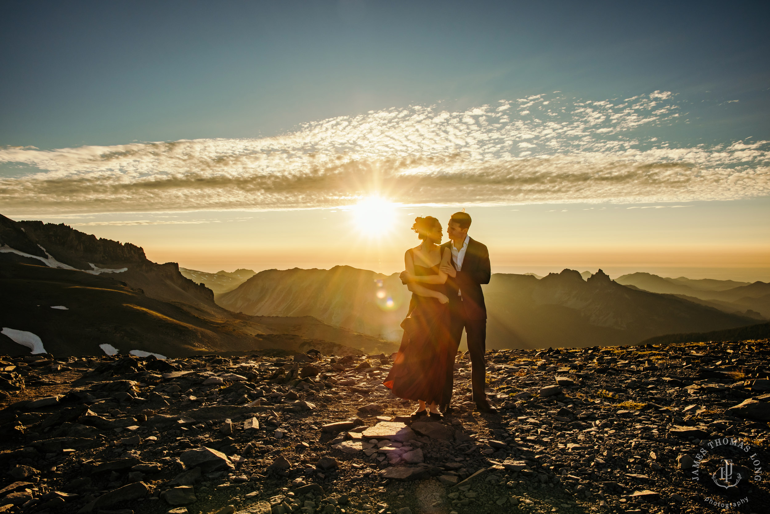 Mount Rainier adventure engagement session by Seattle adventure elopement photographer James Thomas Long Photography