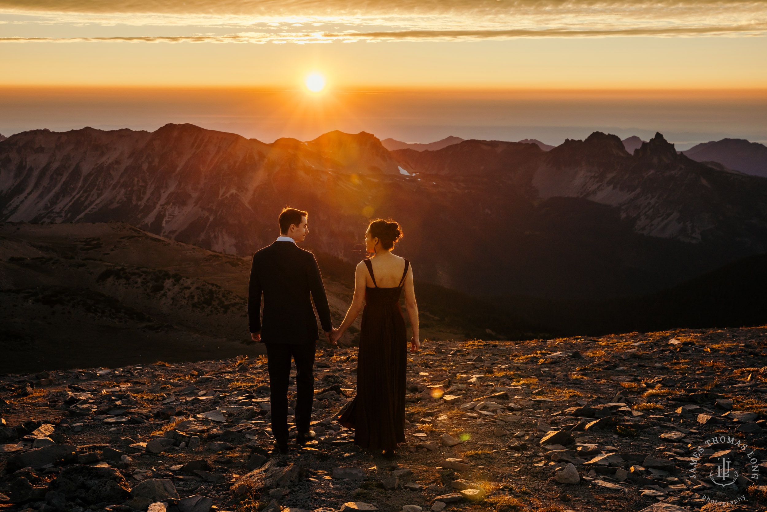 Mount Rainier adventure engagement session by Seattle adventure elopement photographer James Thomas Long Photography