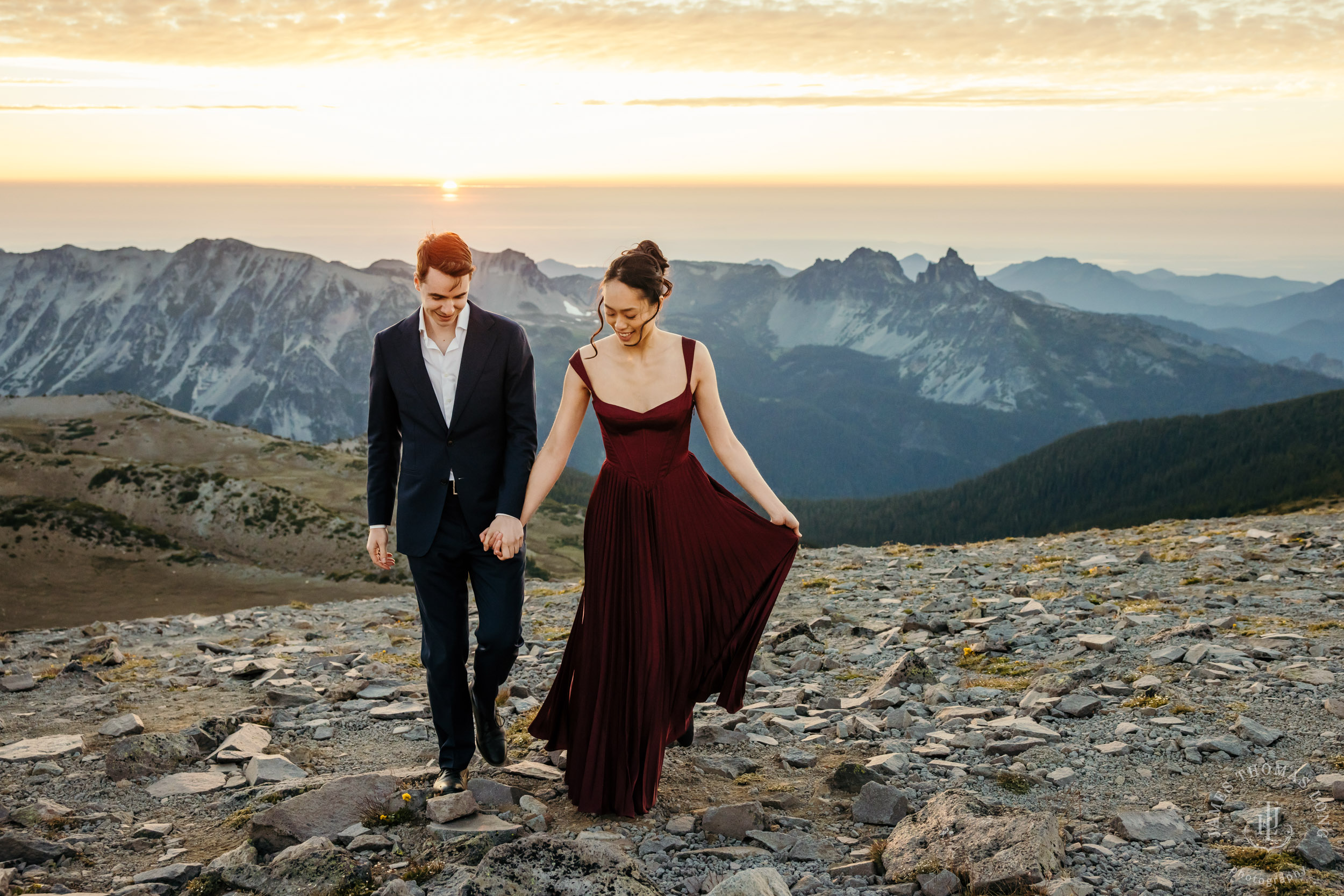 Mount Rainier adventure engagement session by Seattle adventure elopement photographer James Thomas Long Photography